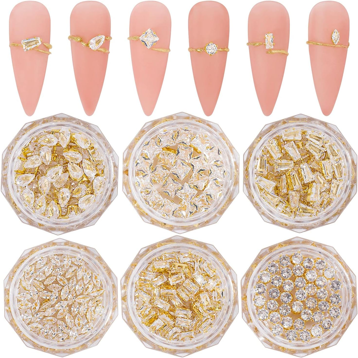 Gold Nail Charms Nail Art Zircon Metal Gem Nail Art Crystal Jewelry Diamonds for Nail Art Decorative Accessories Nail Rhinestones Charms for Nail Art 3D