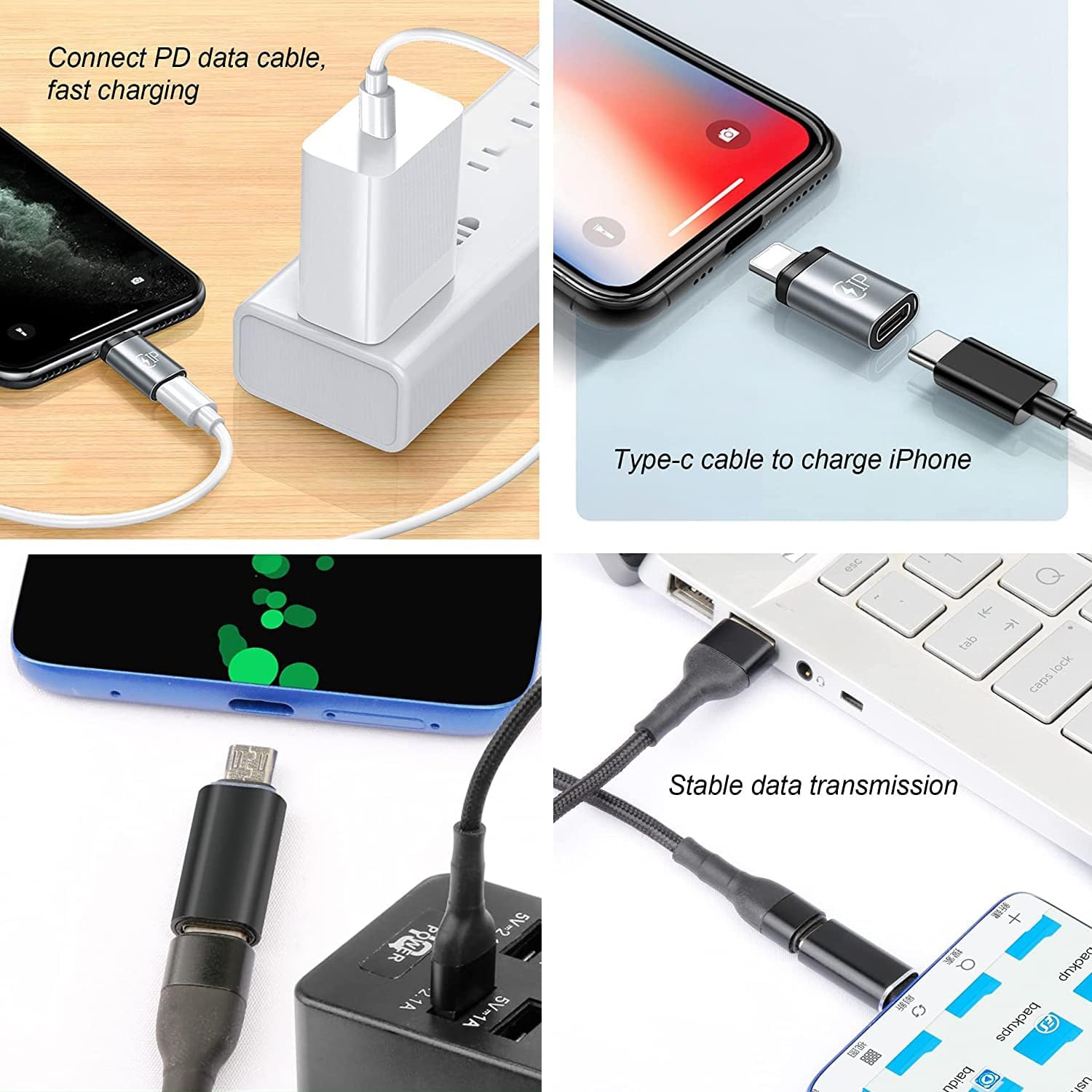 USB-C Adapter, USB-C to USB-A Adapter, Lightning to USB C Adapter, USB-C to USB 3.0 Adapter,Micro-Usb to USB-C Adapter, for Iphone 17 16 15 14,Ipad,Macbook,Samsung, Apple Watch 6Pack