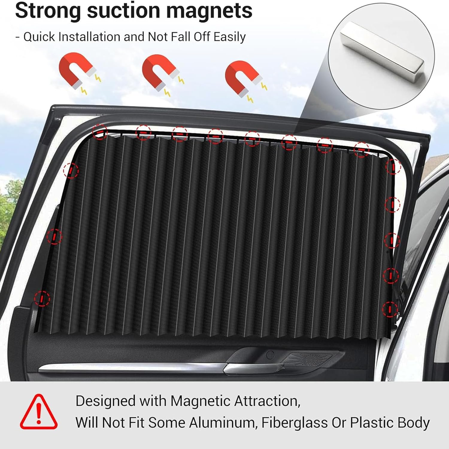 Car Side Window Sun Shade,Annuoyi 4 PCS Universal Car Side Window Sun Shades,Privacy Curtains with Heat and UV Protection,For Breastfeedingtaking a Napchanging Clothescamping (Front&Back 4Pcs) image number 1