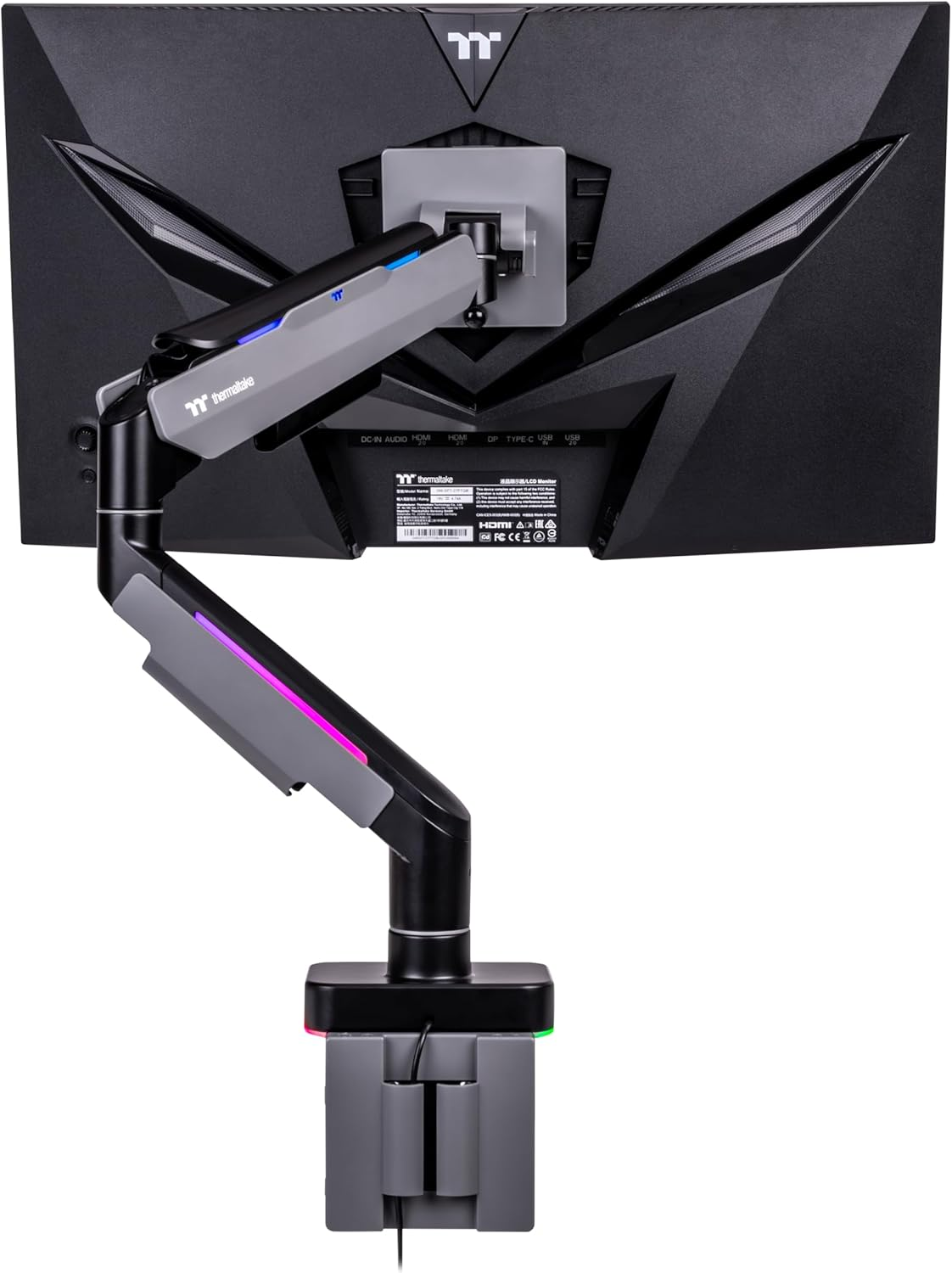 Thermaltake Gaming Gas Spring Single RGB Monitor Arm (Fits 17"- 49"), GEA-MSR-SMSBLK-01