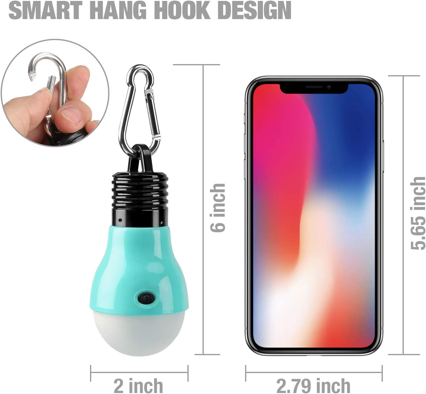 Everbrite Camping Lights 3-Pack Hanging Lantern LED Portable Bulb Tent Lamp High Low Strobe 3 Modes Battery Powered Assorted Colors for Camping, Reading, Emergency Battery Included image number 3