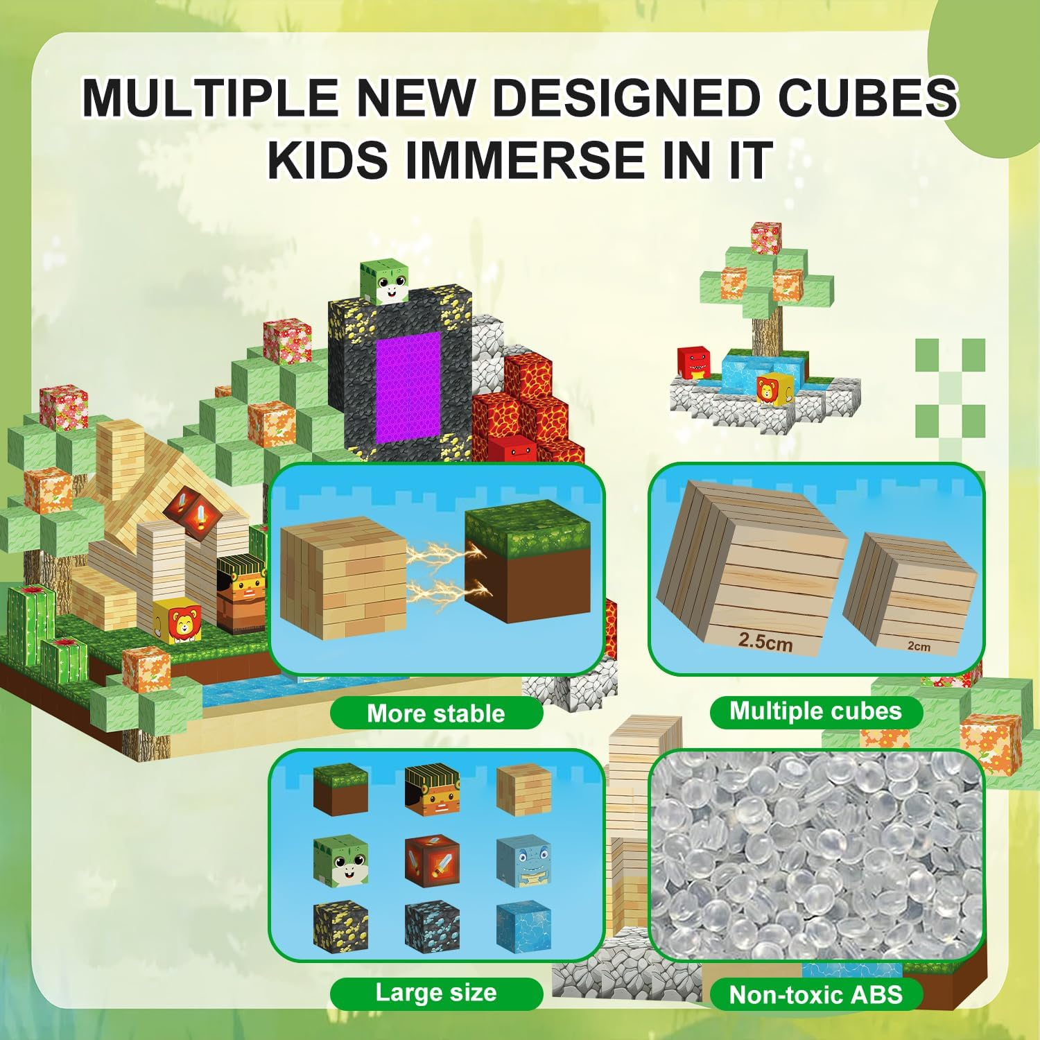 Magnetic Blocks Cubes 128PCS for Boys & Girls Age 3-4 4-5 6-8, Magnetic Tiles Stem Montessori Sensory Toys for Toddlers for 3+ Years Old, Magnetic Construction Toys image number 5