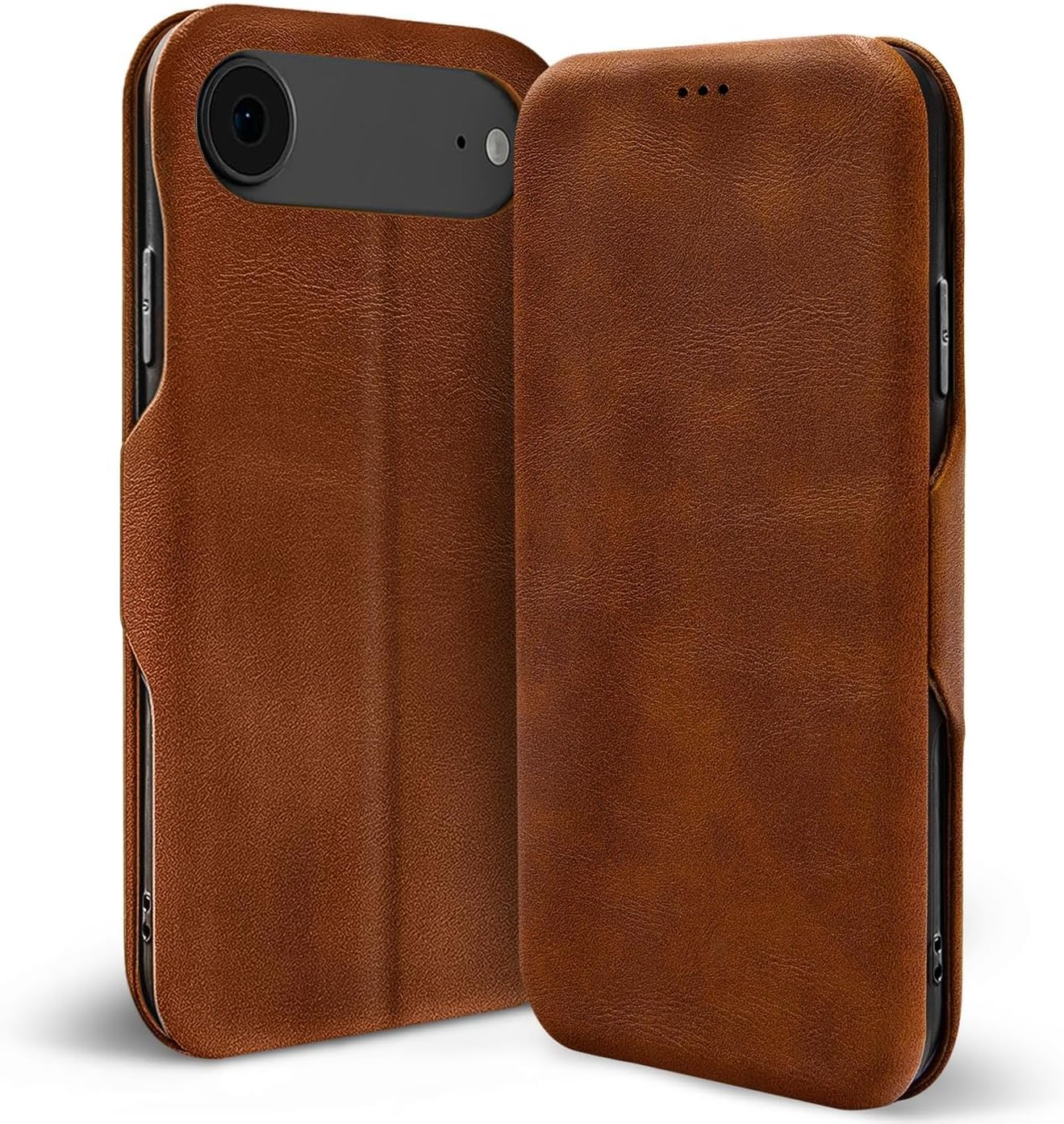 Verco Mobile Phone Case for Iphone 17, Book Style Mobile Phone Flip Cover for Iphone 17 Case Flip Case Book Case Bag, Brown