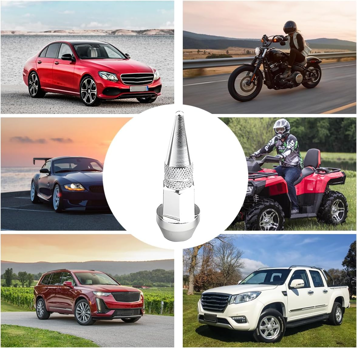 JNNJ 6 Pieces Car Wheel Tyre Valve Stem Cap, Aluminium Alloy Dust Caps Car Tyres, Aluminium Alloy Tyre Valve Cover (Silver) image number 5