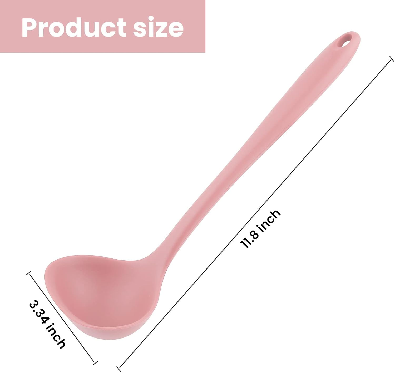 Silicone Ladle for Cooking - Comfortable Grip, Seamless Rubber, Non-Stick to Avoid Scratching - Pink image number 4