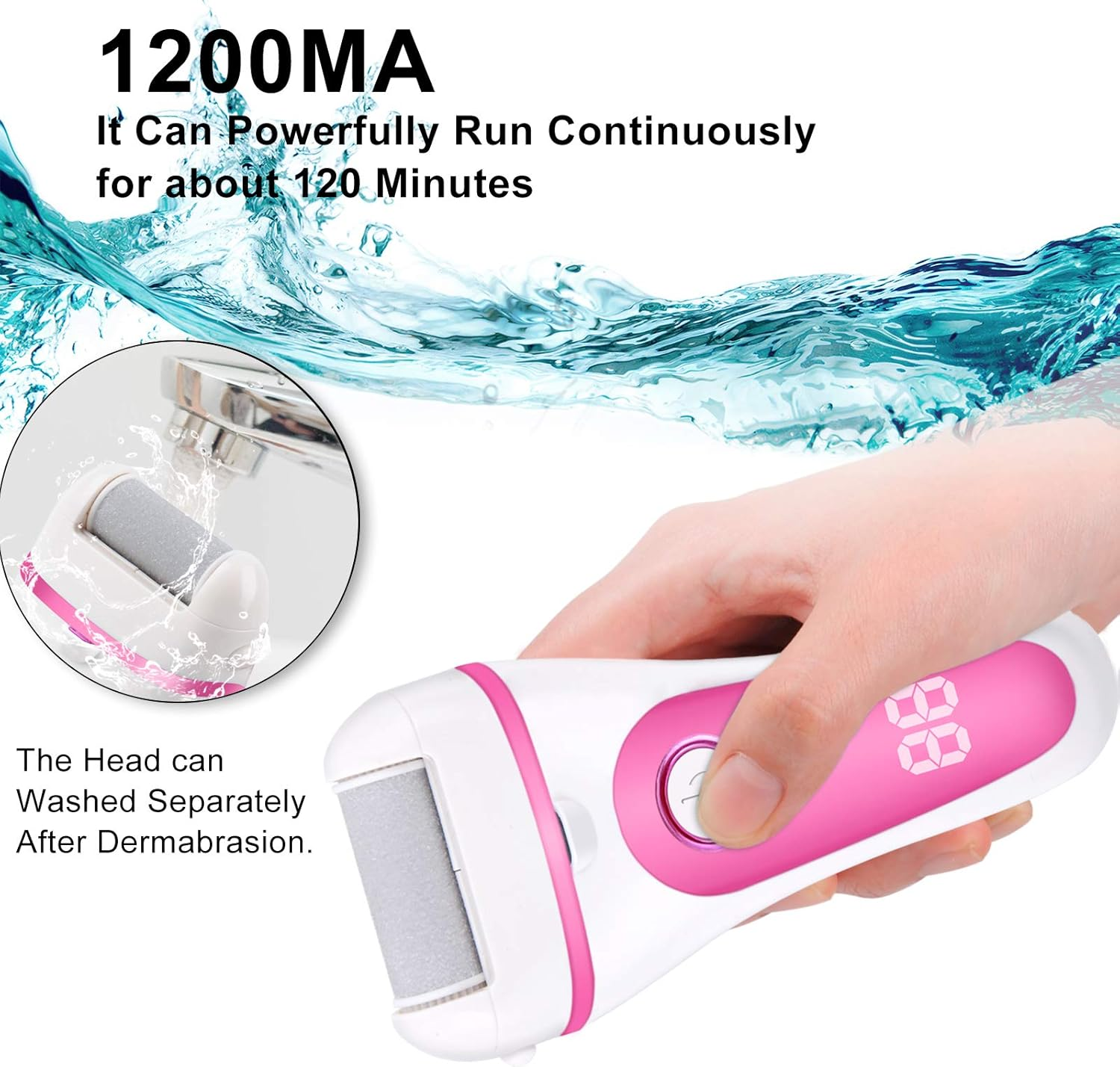 SIHOHAN Electric Callus Remover for Feet, 12 in 1 Pedicure Tools Kit, Rechargeable, Waterproof, 2 Speeds, 3 Roller Heads, Battery Display