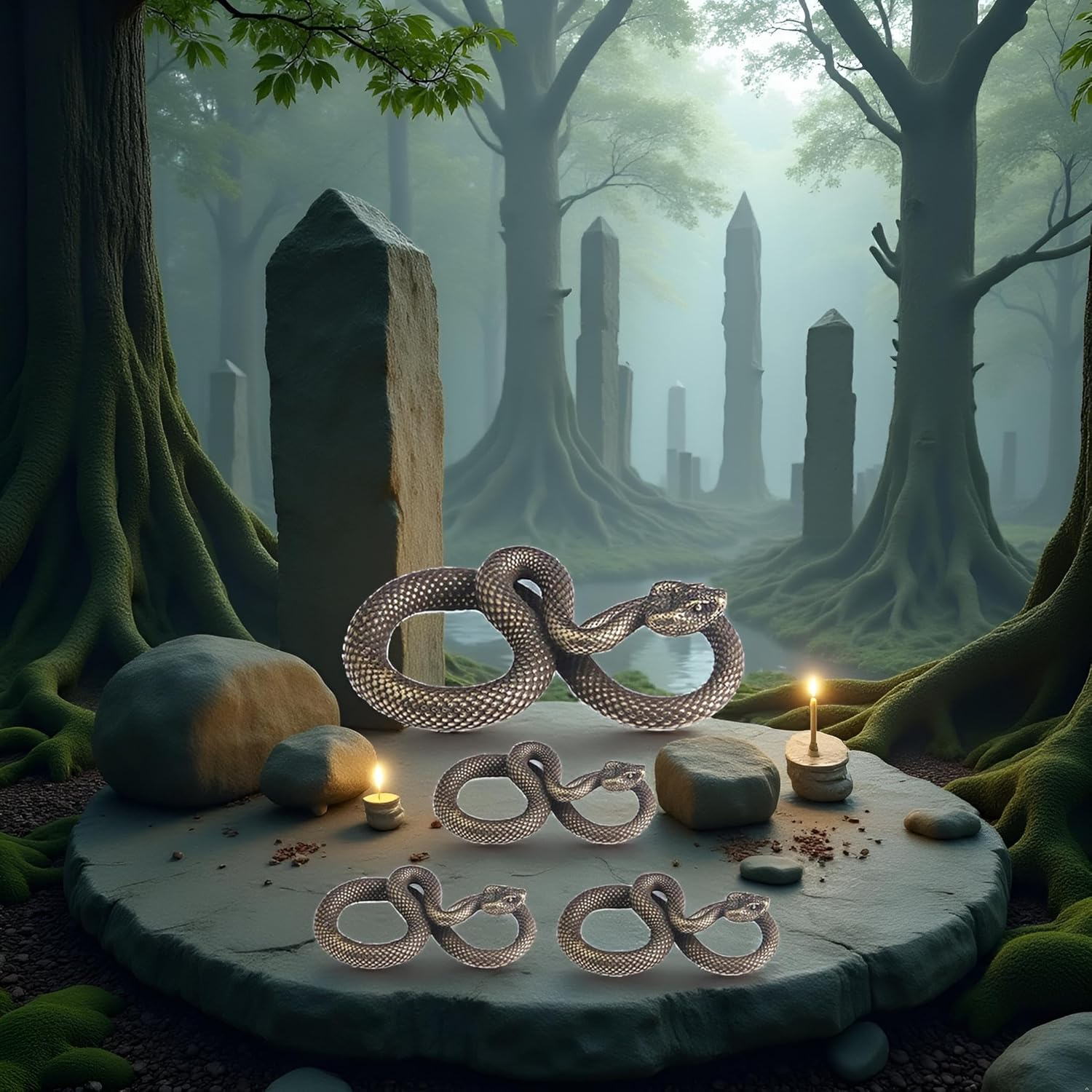 4 Bronze Snake Figurines: High Simulation Fantasy Brass Vintage Style Snake Statues for Office, Desktop, Home Decor image number 5