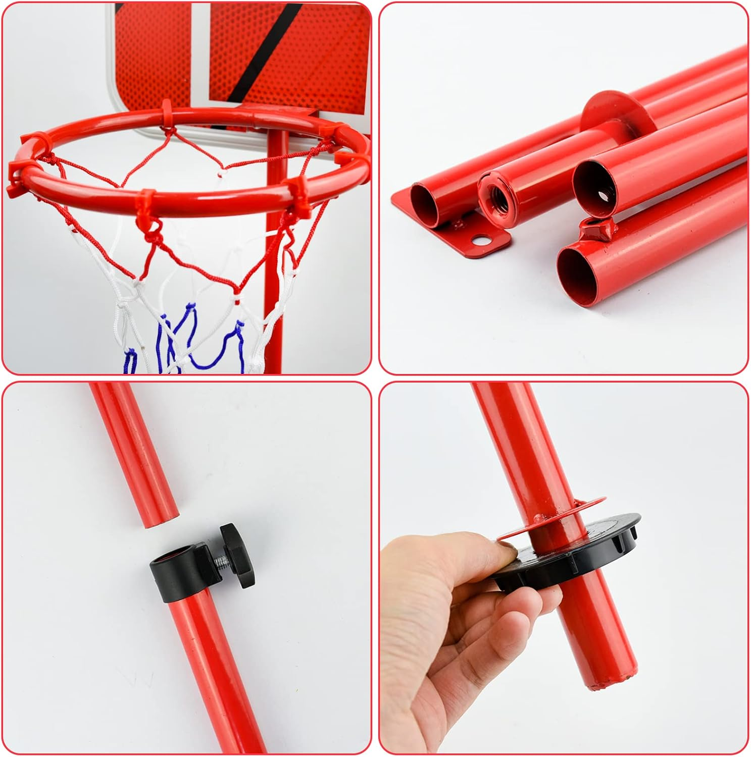 Aolkee 50Cm-150Cm Adjustable Indoor Outdoor Kids Basketball Hoop with 3 Balls Net Pump image number 4