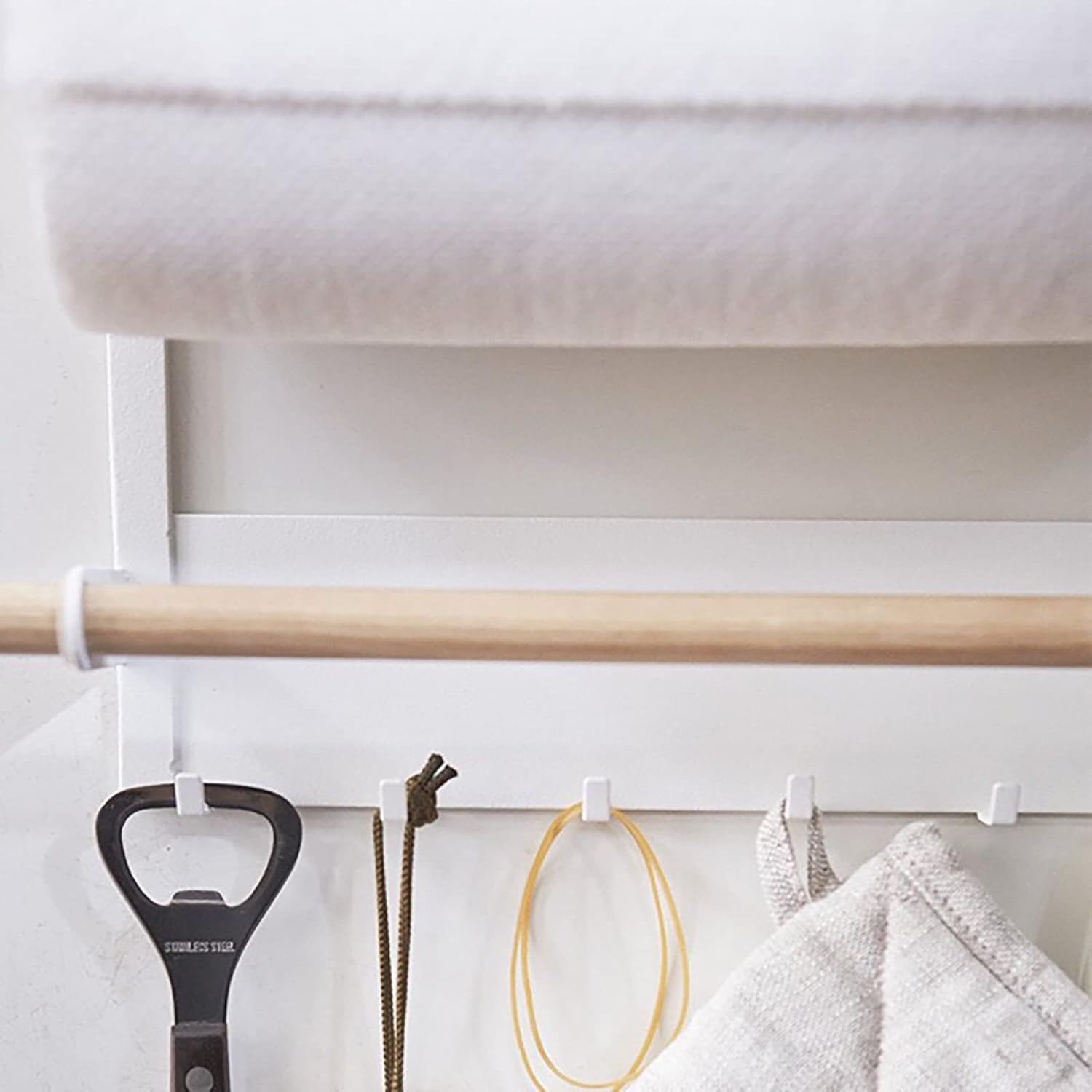 SIC Magnetic Refrigerator Hanging Spice Rack with Roller Rod Metal Frame with Space Saving Hooks (White) image number 2