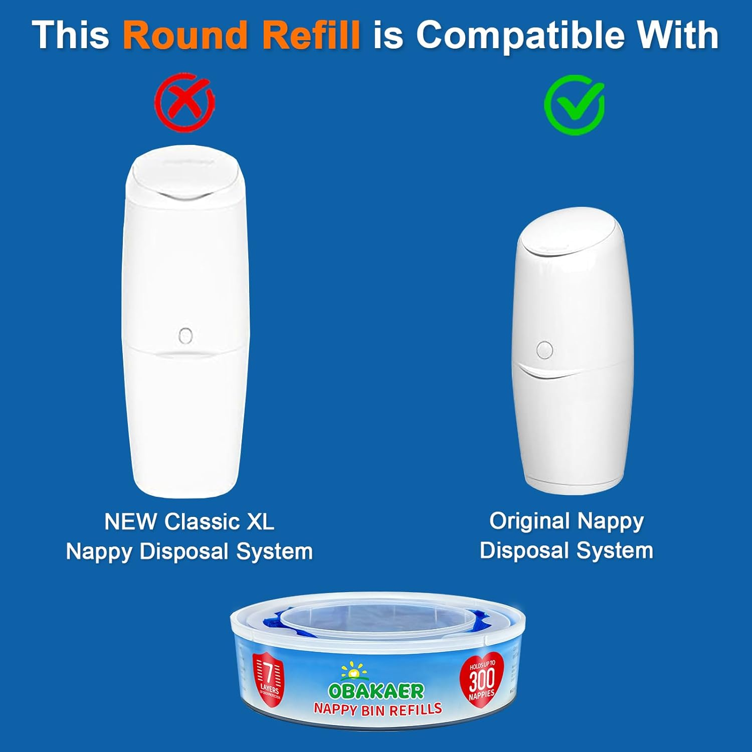 Nappy Bin Refill Cassettes Compatible with Angelcare Nappy Bin & Litter Locker II, Pack of 4 Nappies, Extra Length and Thickness, Strong Odour Elimination Lavender Fragrance for Babies image number 5