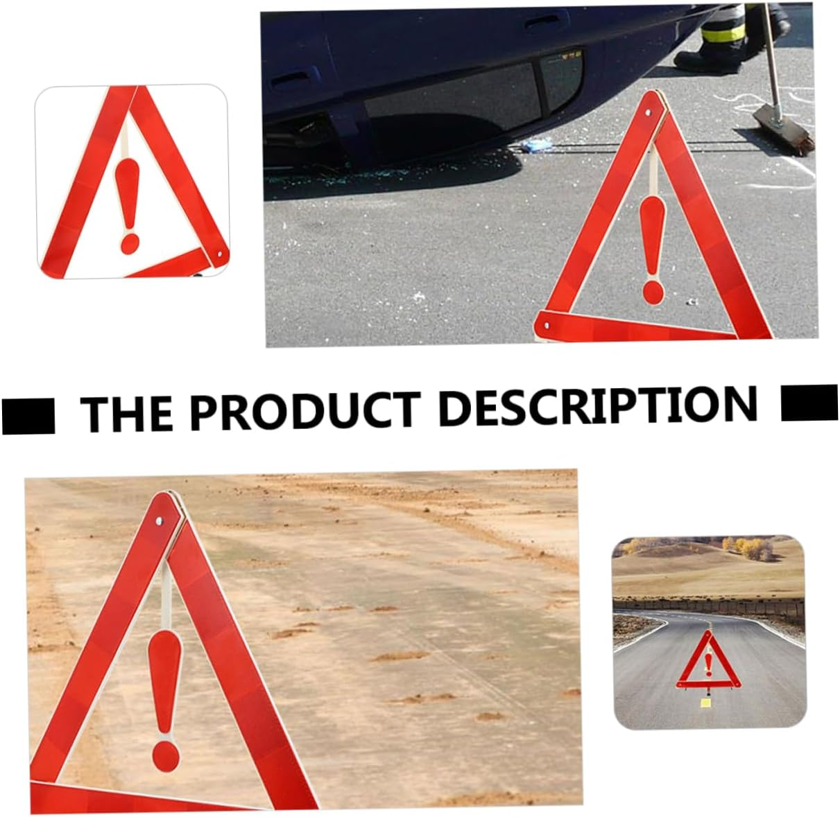 SOLUSTRE 4Pcs Car Warning Sign Warning Triangle Safety Sign Kit Automotive Triangles Road Safety Kit image number 4