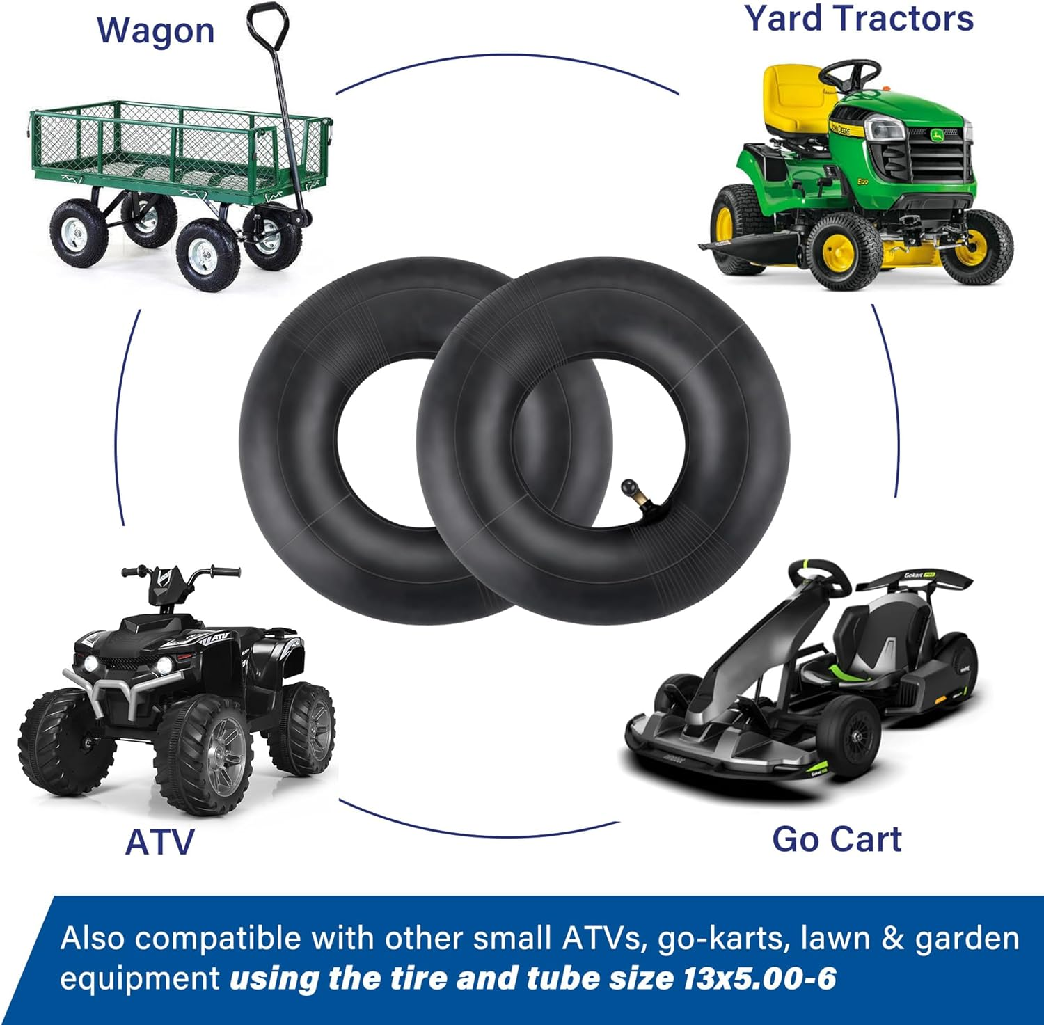 2 Pack 13X5.00-6 Inner Tube for Razor Dirt Quad (Versions 1-18) and Go Kart, Dirt Bike, ATV, Yard Tractors, Lawn Mowers, Snow Blowers, Wagons, Hand Trucks, with TR87 Bent Metal Valve Stem image number 5