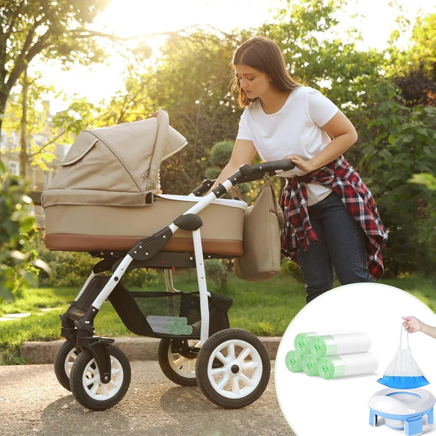 100 PCS Training Seat Cleaning Bag, Toilet Seat Cleaning Bag with Drawstring,Portable Universal Potty Trainer Liners, Suitable for Pet Outdoors (17.32" X 9.45"Inch) image number 2