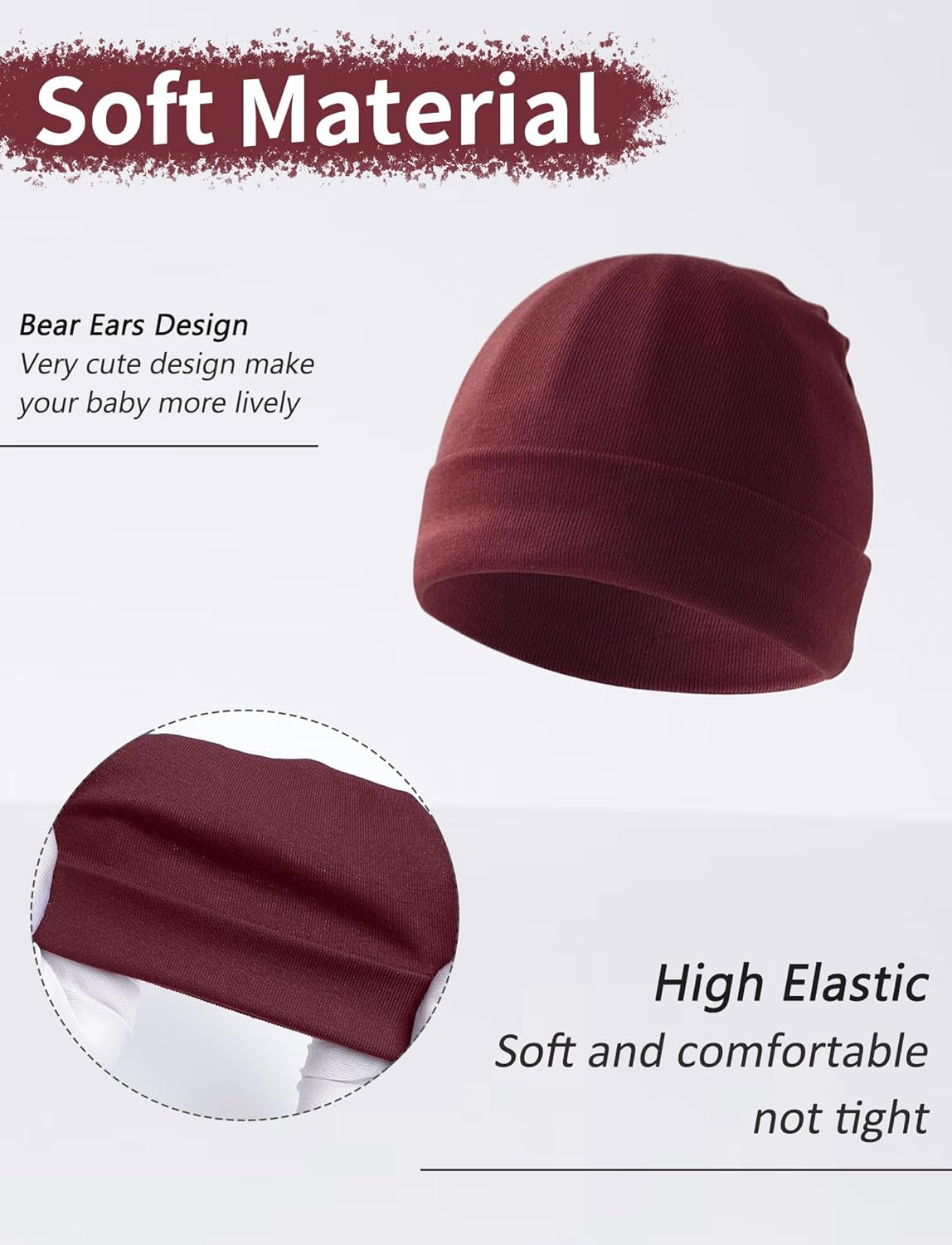 KEOYA Newborn Baby Beanie Cap and Mittens Set Infant Bow Hats Toddler Gloves Newborn Hospital Hats for Baby Boy Girl 0-6 Months 4 Sets