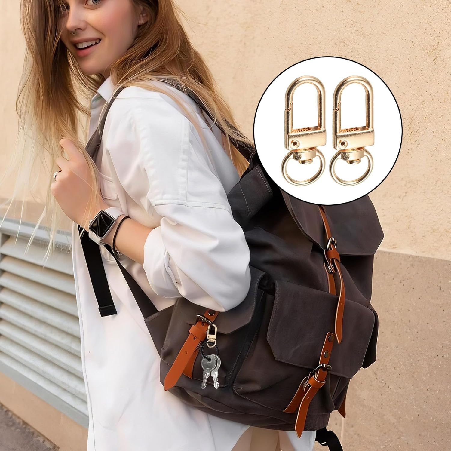 Hand Strap Mobile Phone, 20 Pieces Zinc Alloy U-Shaped Key Rings with Carabiner Hook, Mobile Phone Loop for Mobile Phone Keys, Pockets, Mobile Phone Chain, Short for Women, image number 5