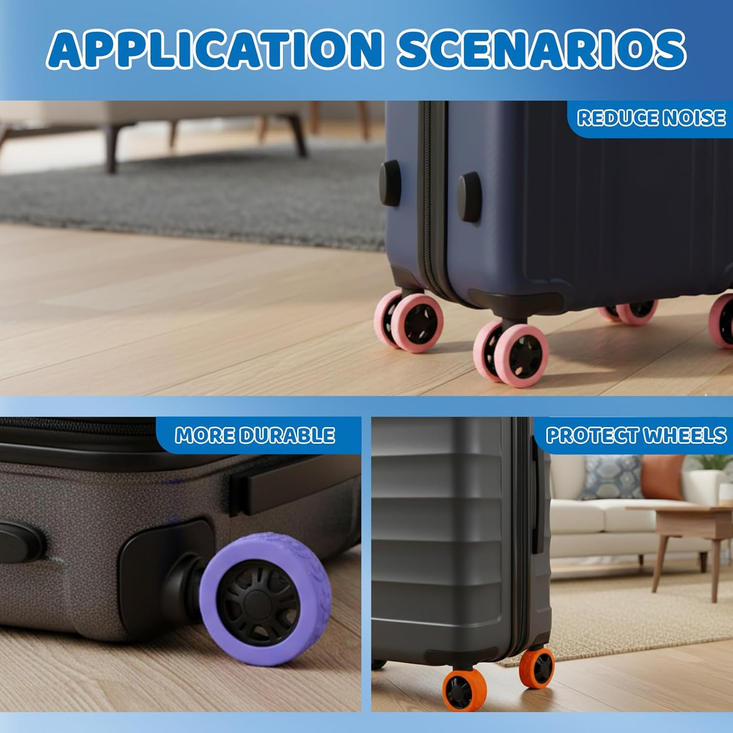 14 Pack Luggage Wheel Protectors, Suitcase Wheel Covers for Luggage and Cart, Durable Protectors for Travel, Universal Fit for Most Suitcases image number 4