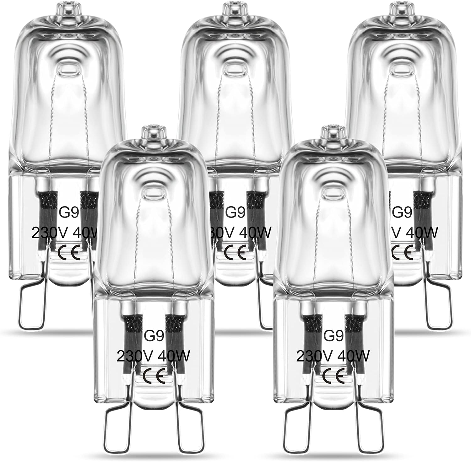 G9 Halogen Oven Bulbs 40W, Clear Capsule G9 Halogen Light Bulbs Warm White 2700K, 230V 300 Degree C Heat Tolerant G9 Cooker Hood Bulb for Oven and Microwave Oven Cooker, 360&deg; Viewing Angle, 5 Pack