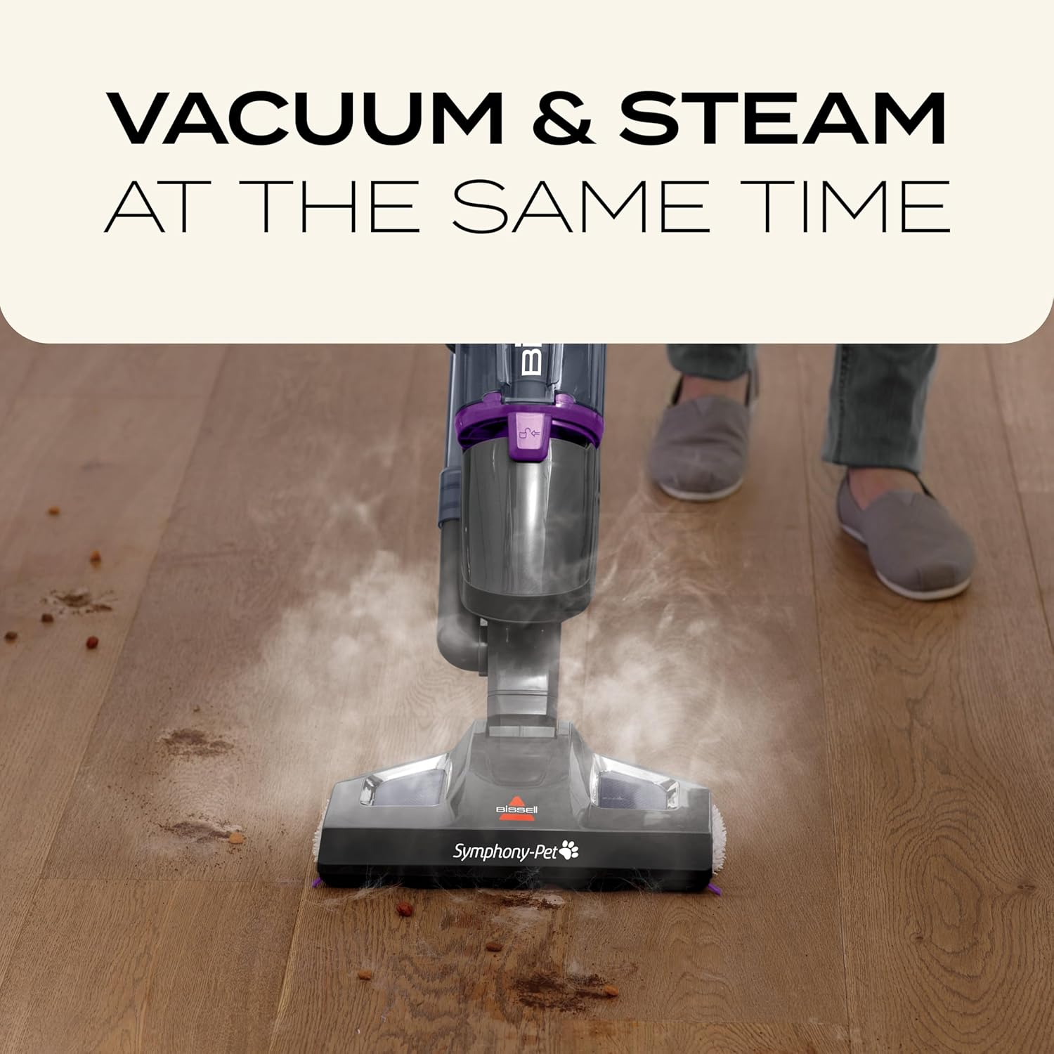 BISSELL Symphony Pet 1977F All-In-One Vacuum and Steam Mop for Hardwood and Tile Floors, with Microfiber Mop Pads