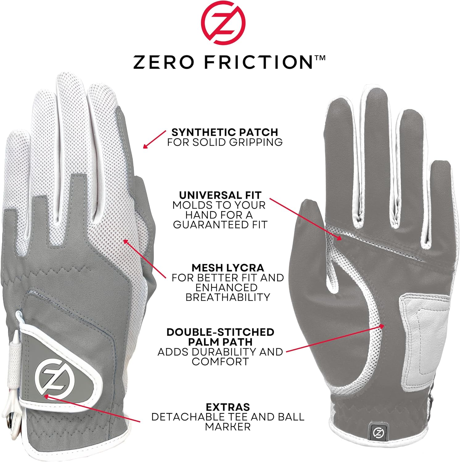 Zero Friction Ladies Compression-Fit Synthetic Golf Gloves, Universal Fit One Size image number 4