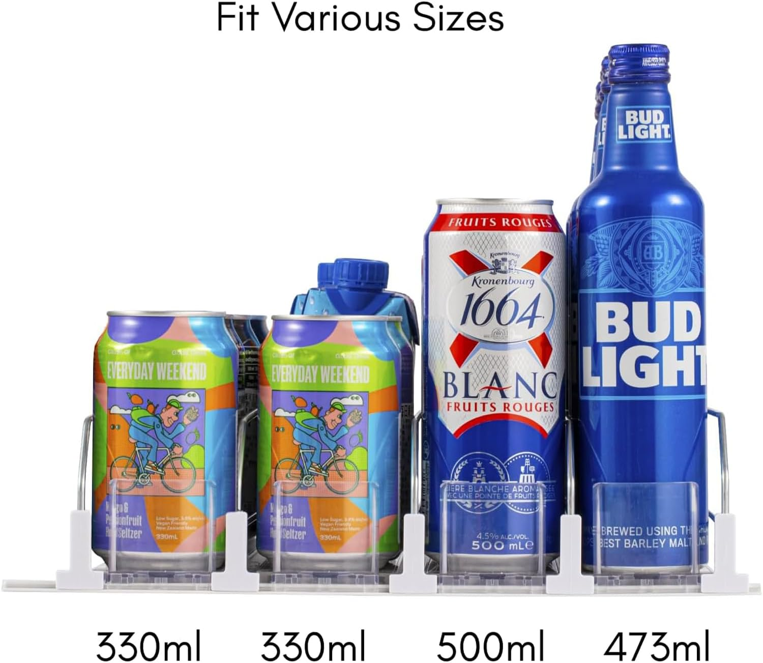 Drink Organizer for Fridge, Self-Pushing Soda Can Dispenser for Refrigerator, Width Adjustable Beverage Pusher Glide - Holds up to 20 Cans (38CM, 4 Rows) image number 6