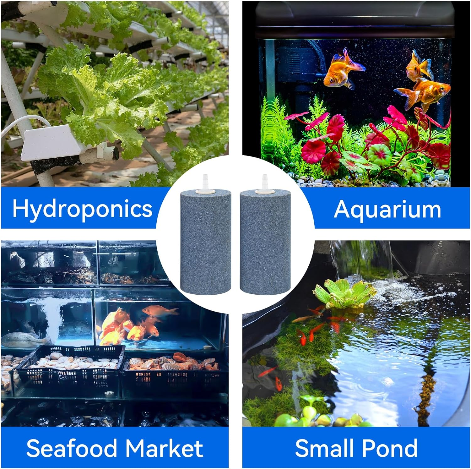 AQUANEAT Air Stone 4"X2" for Aquarium Fish Tank Air Pump Aerator Diffuser Hydroponics Cylinder (2Pcs, 4") image number 3