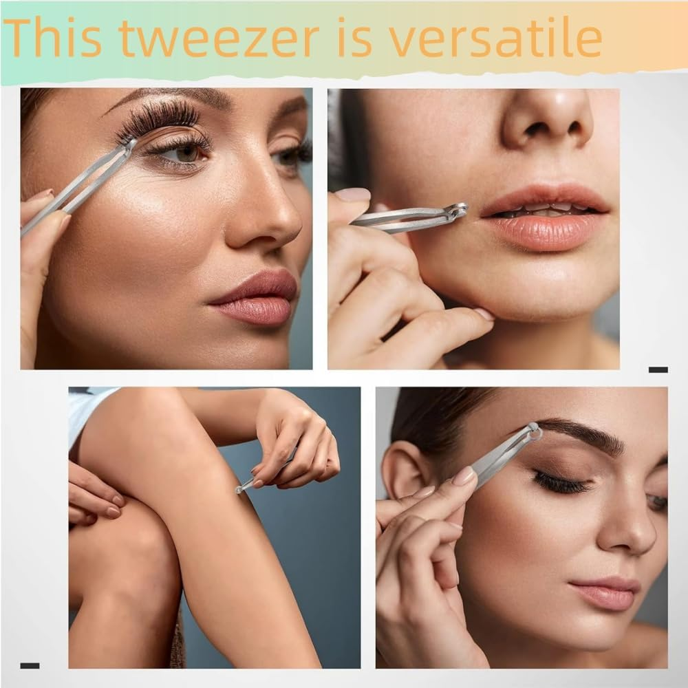 HIDOSNG Universal Nose Hair Trimming Tweezers Stainless Steel Tweezers Eyebrow Clippers Trimmer Friendly round Tip No Mirror Needed Easy Cut for Noses Sideburns Brow Body (1Pcs+Black Leather Case) image number 4