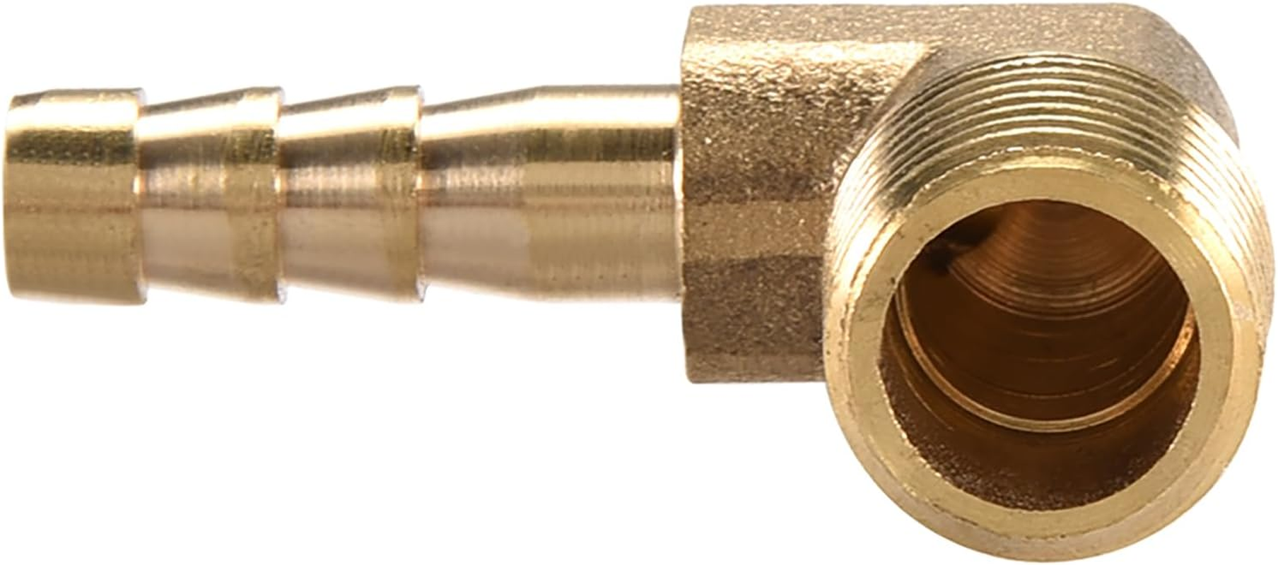 2Pcs Brass Hose Barbed Elbow Fitting 90 Degree Elbow 1/4" Hose Barb to 1/4" NPT Male Pipe Water/Fuel/Air Barbed Hose Fittings image number 2