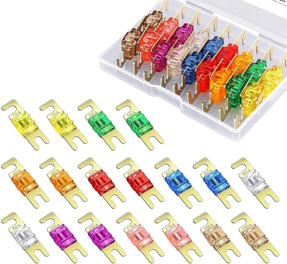 Elqater 18 Pieces Mini ANL Fuse, Plated ANL Fuse Pack (20A, 30A, 40A, 50A, 60A, 80A, 100A, 125A, 150A) for Automotive Marine Easy to Use image number 4