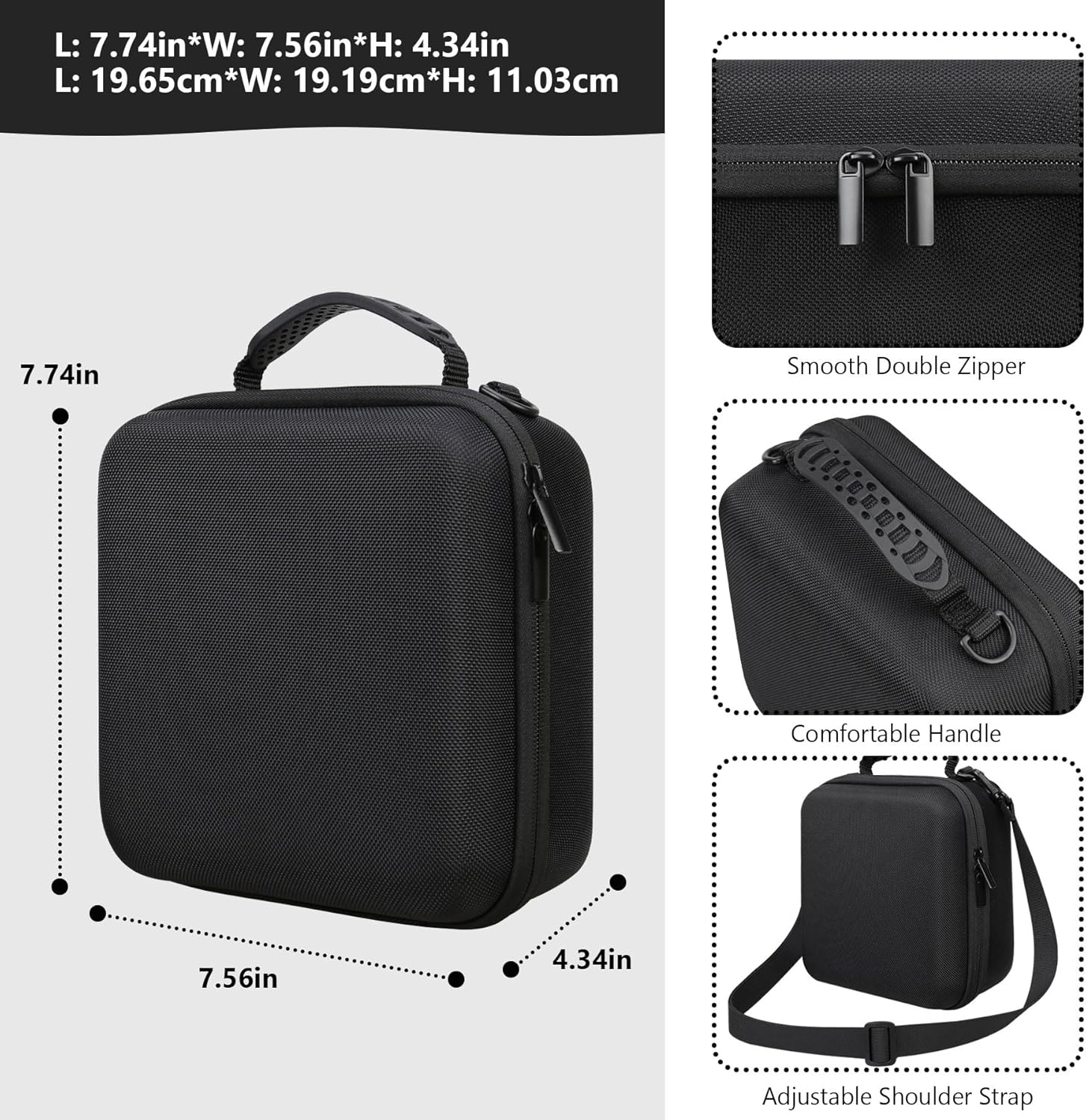 Supmay Hard Travel Case for Canon EOS Rebel T7 DSLR Camera/Eos R50 / R6 Mark II/ R100 / R50V / R8 / R7 / R10 Mirrorless Camera, Lens, Tripod with 3 Pieces of Dividers and Shoulder Strap, Black image number 1