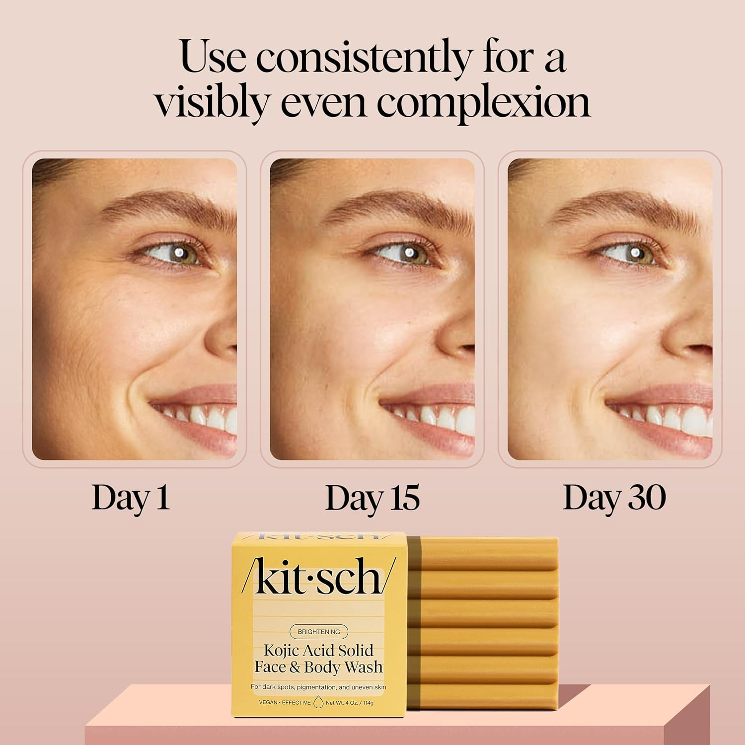 Kitsch Kojic Acid Soap for Hyperpigmentation - Brightening & Hydrating Kojic with Turmeric Soap Bar - Reduces Dark Spots, Evens Skin Tone, with Hyaluronic Acid & Shea Butter, Paraben & Sulfate-Free image number 4