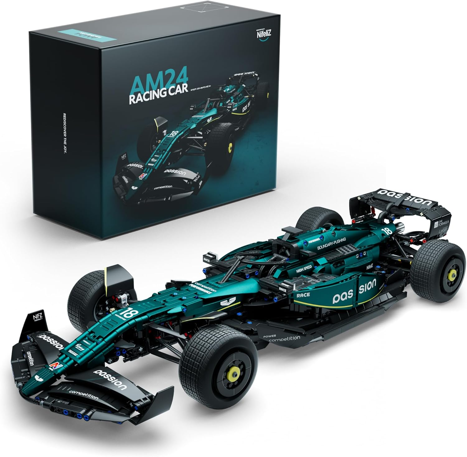 Nifeliz AM24 Formula 1 Racing Car Building Set, 1:8 Scale Collectible Set for Adults, Authentically Detailed Build and Display Model for Home or Office D&eacute;cor (2351PCS, NF10279) image number 1