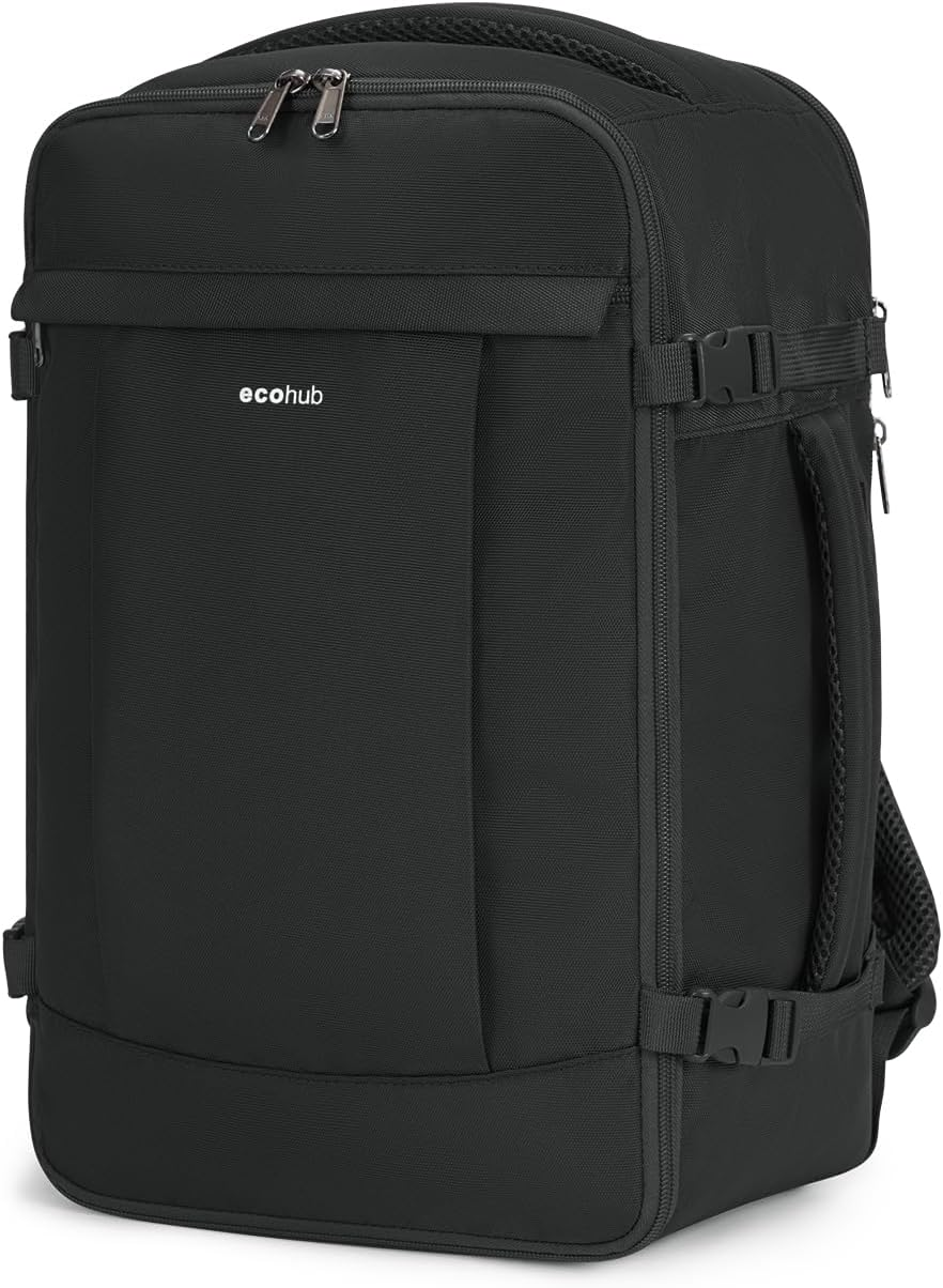 Ryanair Cabin Bag 40X20X25 Underseat Travel Bag 13 Pockets Hand Luggage Backpack Recycled PET Eco Friendly Rucksack for Women & Men Carry on Bag with USB Port, 20L