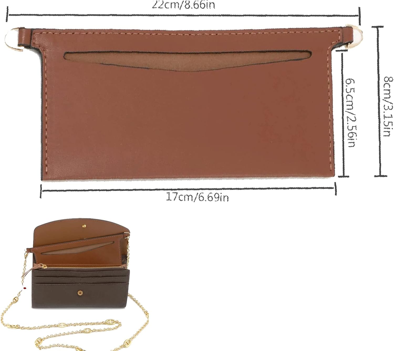 Lckaey Purse Kit Sarah Bag, Detachable Bag Inserted into Organizer Emily Wallet Diagonal Shoulder Bag - Fuchsia image number 5