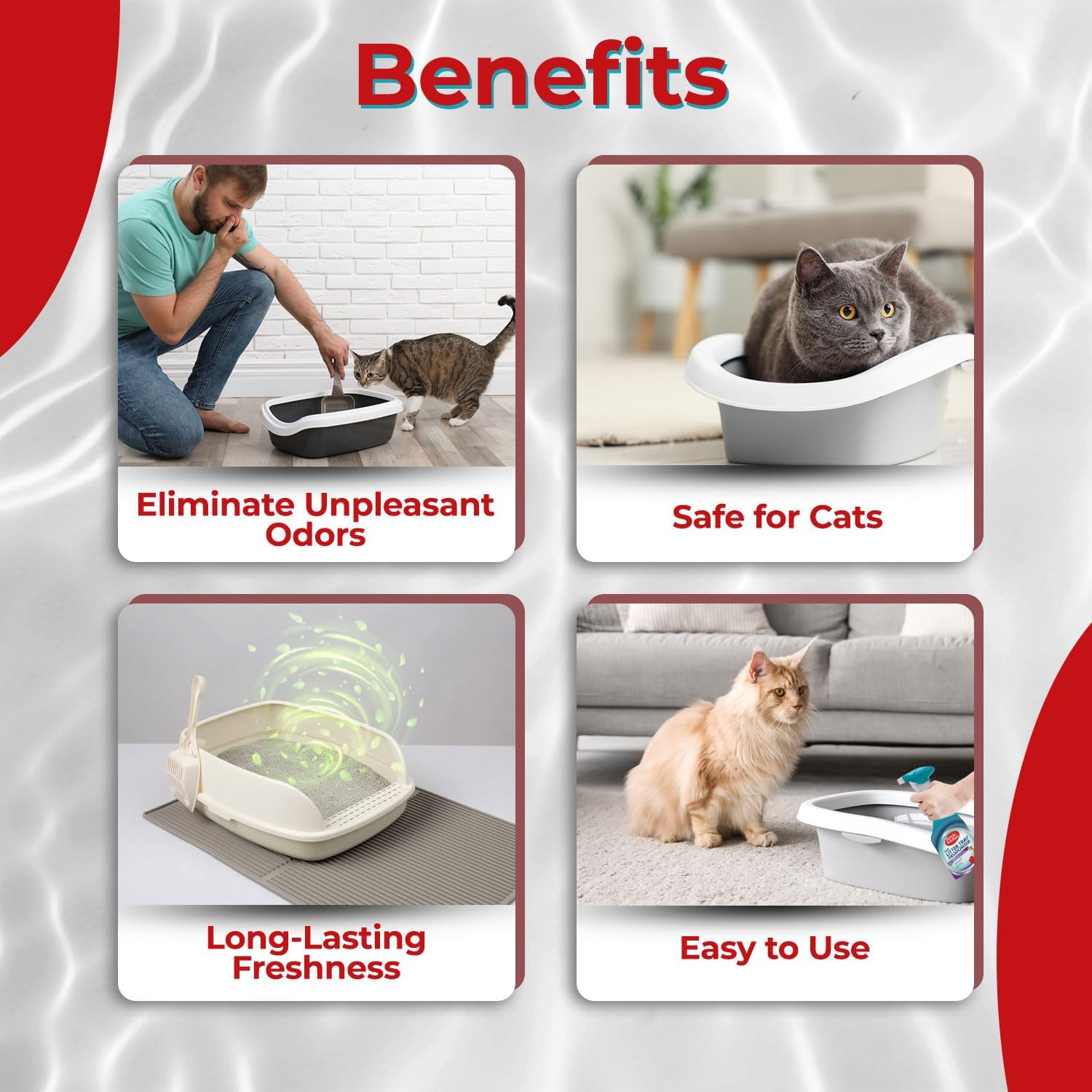 Simple Solution Pro-Bacteria Cat Litter Deodoriser Spray 500Ml - 40 Tray Treatments, Odour Eliminator