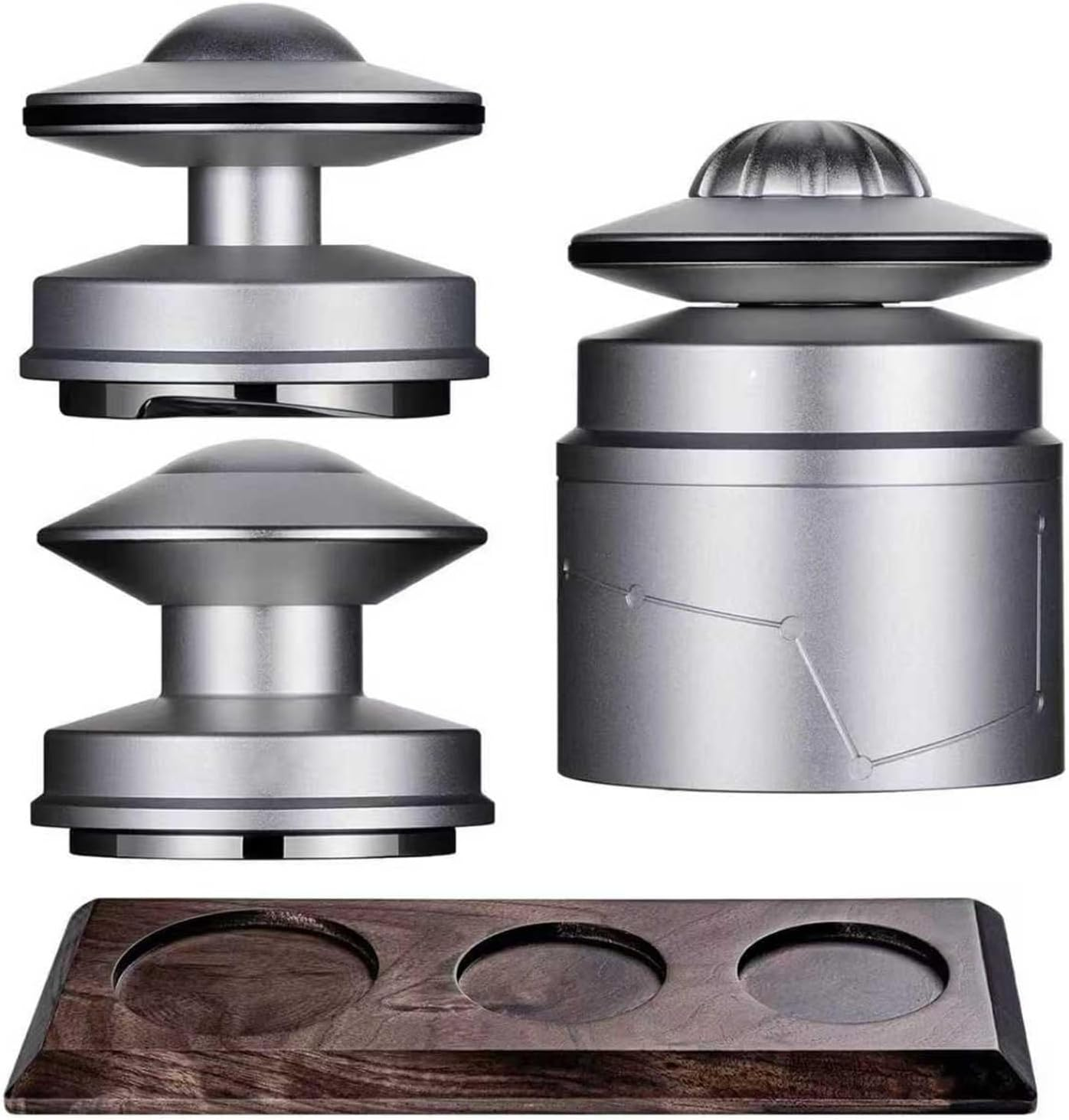 58Mm Espresso Accessories Kit, 3Pcs Coffee Distributor and Spring Loaded Tamper, WDT Tool, Magnetic Fixation, with Wooden Storage Stand, Coffee Machine Accessories for Barista(A)