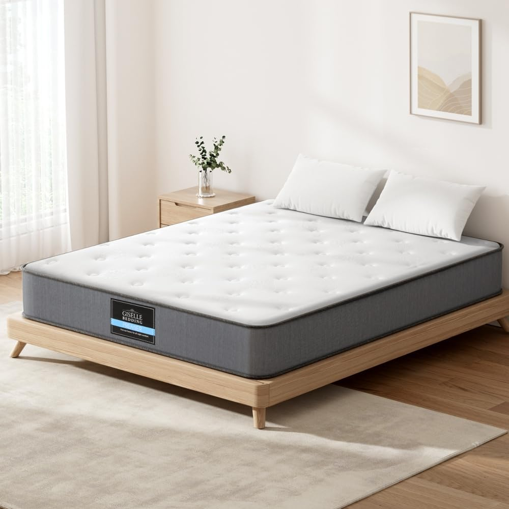 Giselle Bedding Double Mattress Bed Innerspring Foam Mattresses 23Cm Thickness, with 6-Coil Spring System and Breathable Topper, 5Yrs Warranty, Extra Firm, Greywith Vacuum Packed image number 4