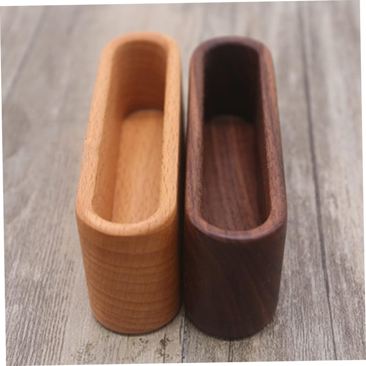 TEHAUX Walnut Wooden Desk Pen Holder Organizer Stationery Case Office Supplies Business Card Storage Box image number 5