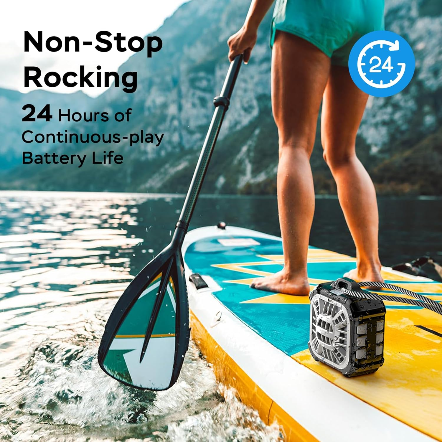 INSMY Shower Bluetooth Speaker, IP67 Waterproof Portable Small Wireless Link over 100+ Speakers, Big Volume Booming Bass, 24H Playtime/Floatable/Rgb Lights for Outdoor/Kayak/Beach/Golf (Black) image number 5