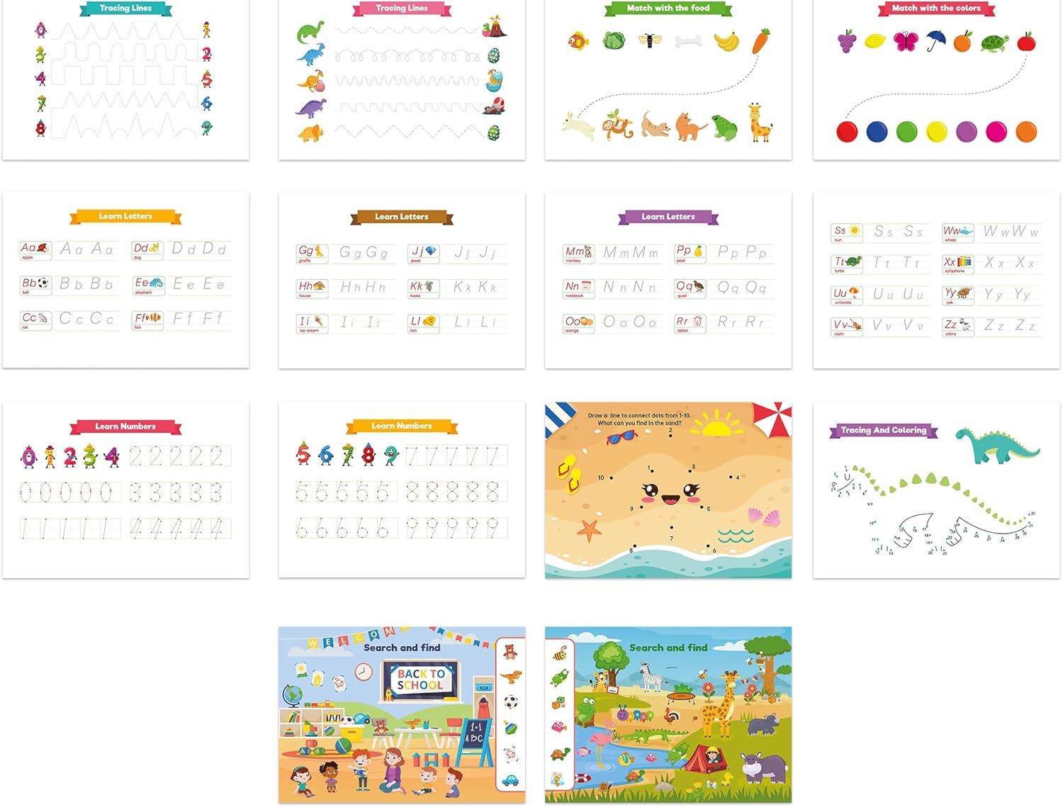 Montessori Busy Activity Book for Toddlers &ndash; 14 Educational Learning Activities with Matching, Tracing, and Coloring &ndash; Early Learning Toy for Ages 2-6 image number 2