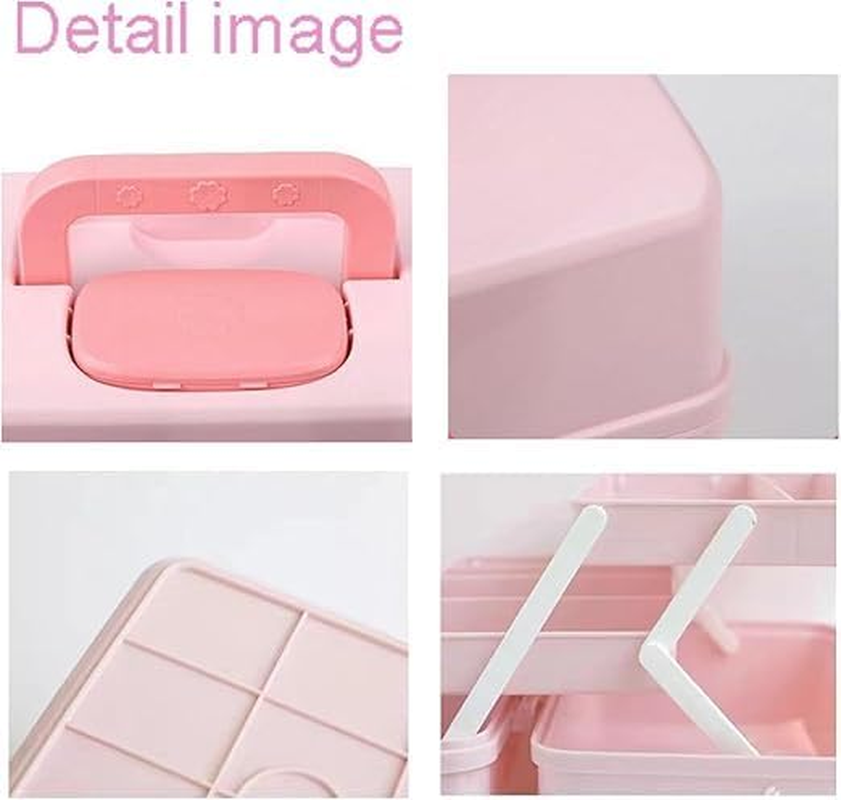 Hair Accessories Organizer for Girls Headbands, Clips, Ties Baby Girl Supplies, Lockable Three-Layer Folding Craft Organizers and Storage Plastic Jewelry Box (34 * 19Cm)