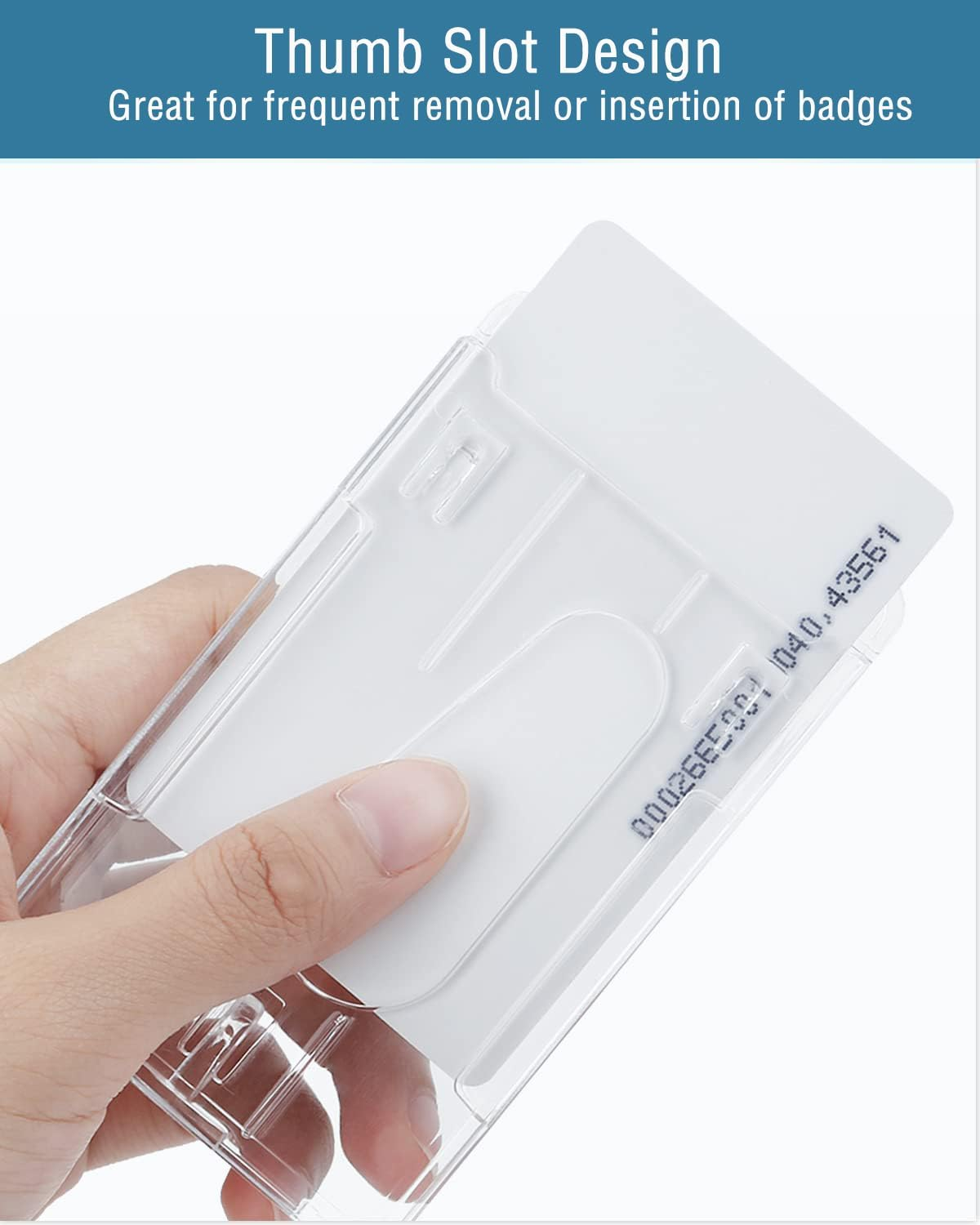 Kvadouly 2 Pack Vertical 2-Card Badge Holder with Thumb Slot - Durable Transparent PC ID Card Protector for Office, School, Licenses, Credit Cards - Includes 2 Lanyards image number 3