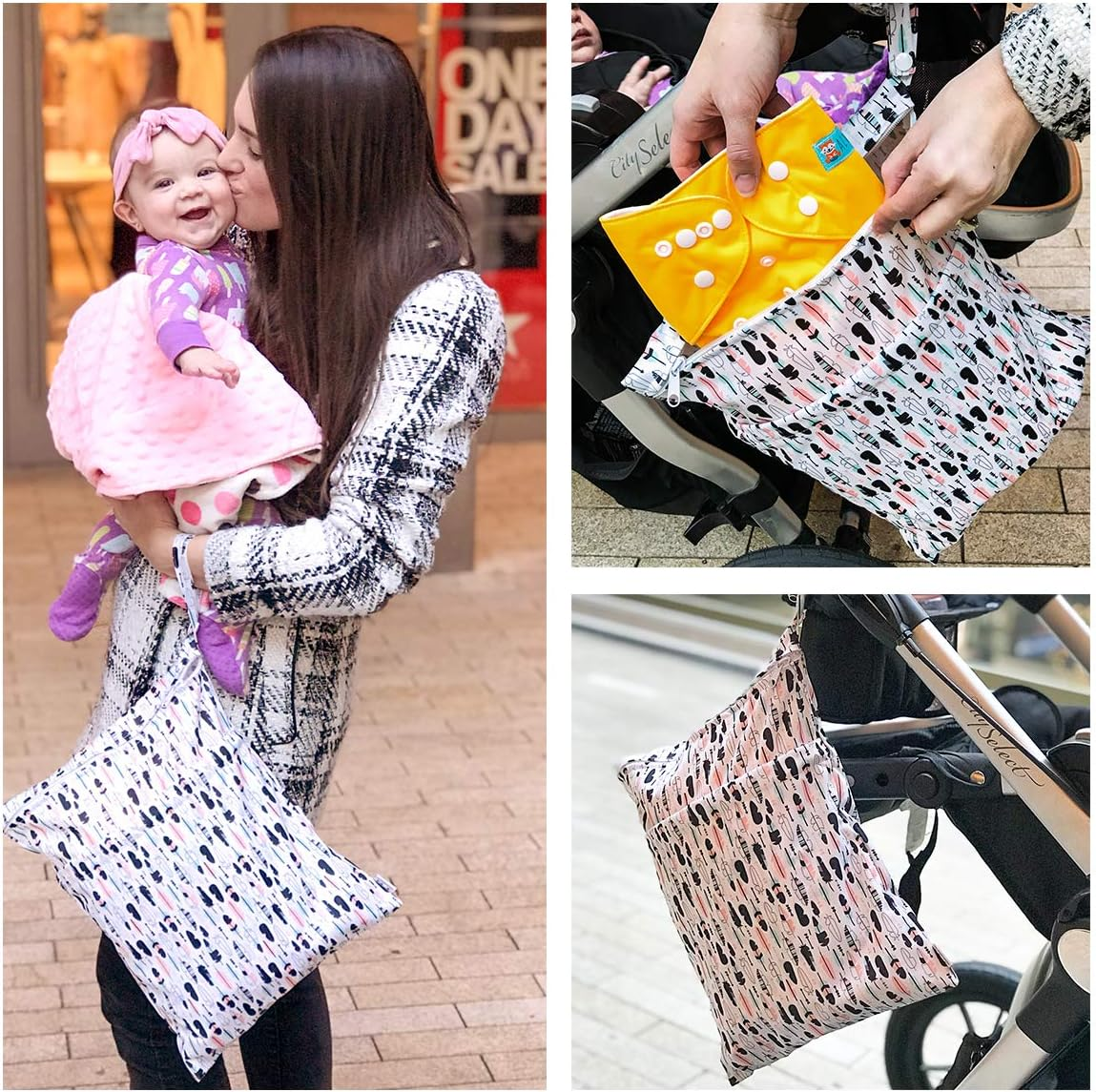 ALVABABY 2Pcs Cloth Diaper Wet Dry Bags Waterproof Reusable with Two Zippered Pockets Travel Beach Pool Daycare Soiled Baby Items Yoga Gym Bag for Swimsuits or Wet Clothes L0821-AU image number 1