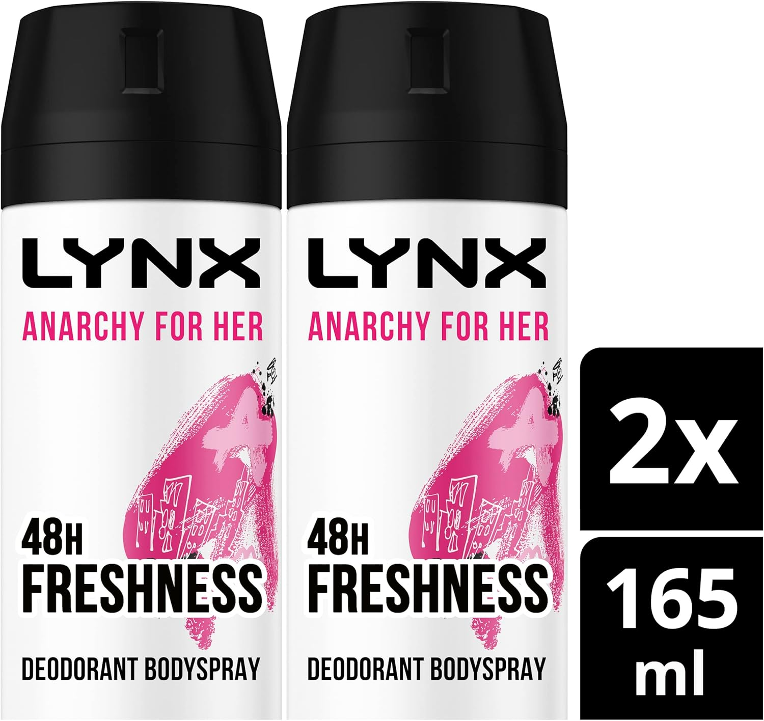 LYNX Anarchy for Her Deodorant Aerosol Body Spray for Women 165 ML X 2 Pack, 48 Hour Fressness image number 1