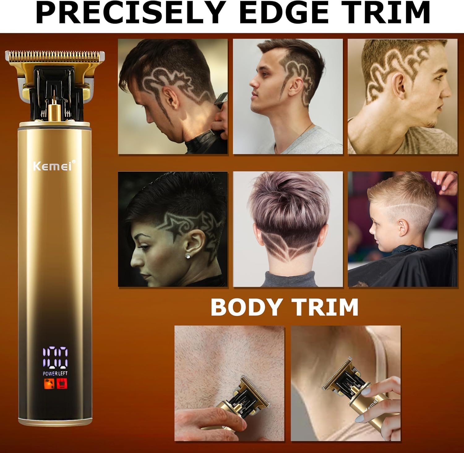 KEMEI Foil Shaver Men'S Electric Shavers with Double Foil Flexible Blades T-Shaped Beard Trimmer Hair Trimmers Care Sets Waterproof image number 5