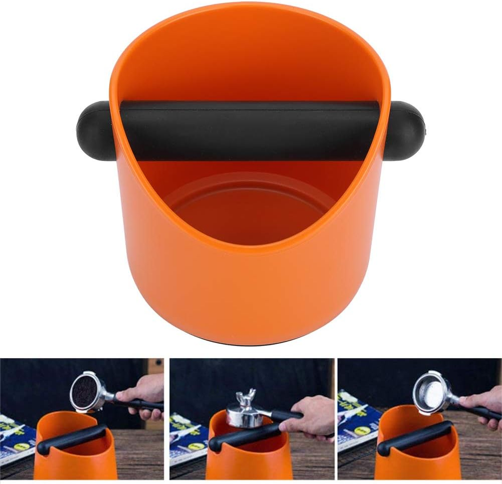 Coffee Grind Knock Box Coffee Knock Box, Mini Durable Espresso Knock Box, for Bar Milk Tea Shop(Orange)