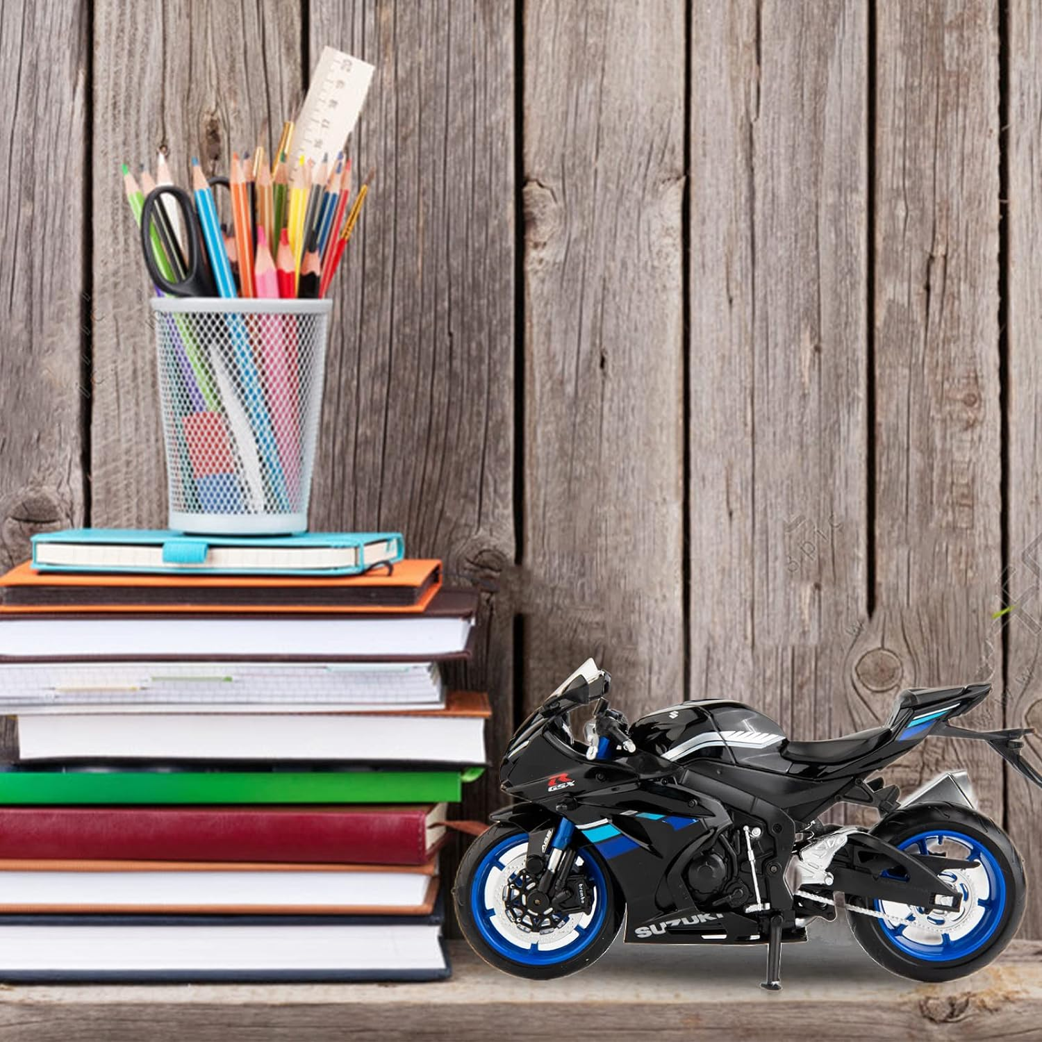 MSZ 1/12 Compatible for Suzuki GSX-R1000 Motorcycle Toy,Collector Motorcycle Modle with Display Stand,Toy Motorcycles for 3-9 Year Old Boys Black image number 3