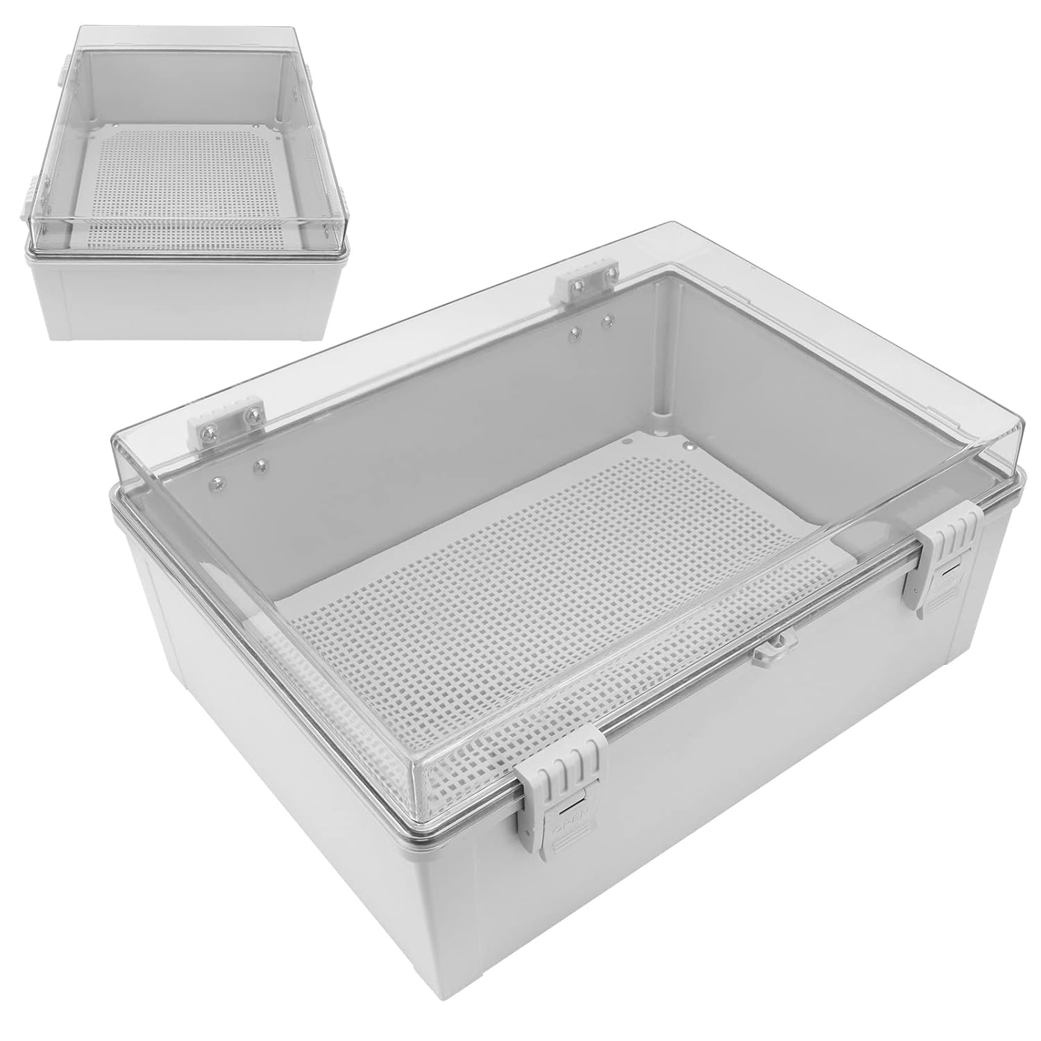 Large IP66 Water Proof Junction Box, ABS Enclosure with Clear Cover, for Wall, Grey and White, for Projects, Distribution Box image number 4