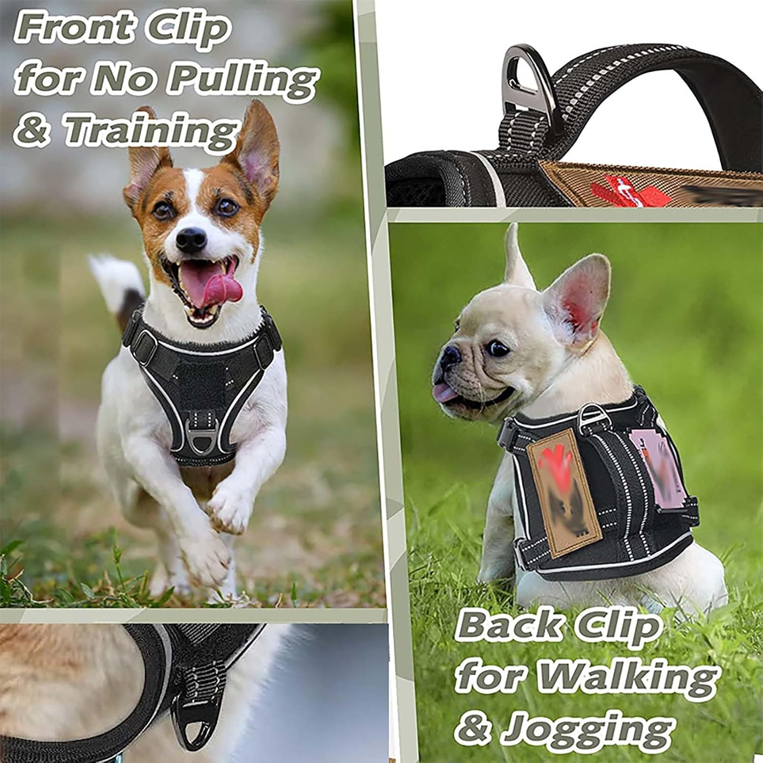 UOSIA Tactical Dog Harness for Small Dogs Military Service Dog Vest with Vertical Handle and Reflective No Pull Adjustable Pet Vest Harness for Outdoor Training - Harness And Leash image number 6