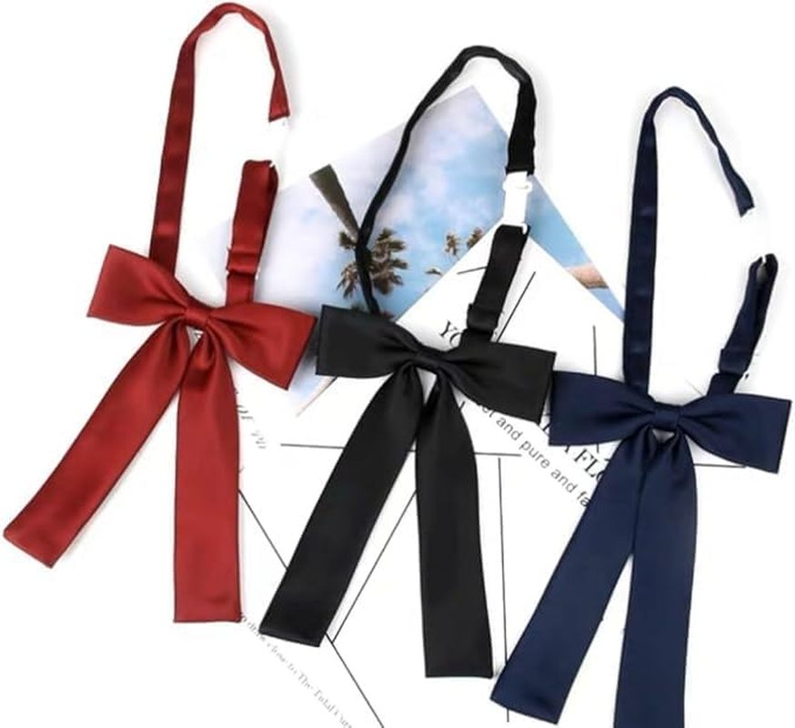 Bow Tie for Women, Western Ribbon Bow Tie, Colonel Adjustable Bowtie for School Uniform Shirt Wedding image number 3