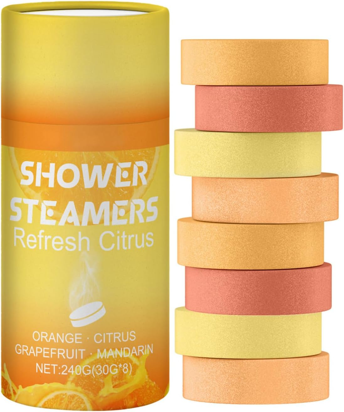 Loodgao 8 Pack Citrus Scented Shower Steamer Tablets Bath Tablets for Relaxation Spa and Long Lasting Scent Yellow One Size image number 5